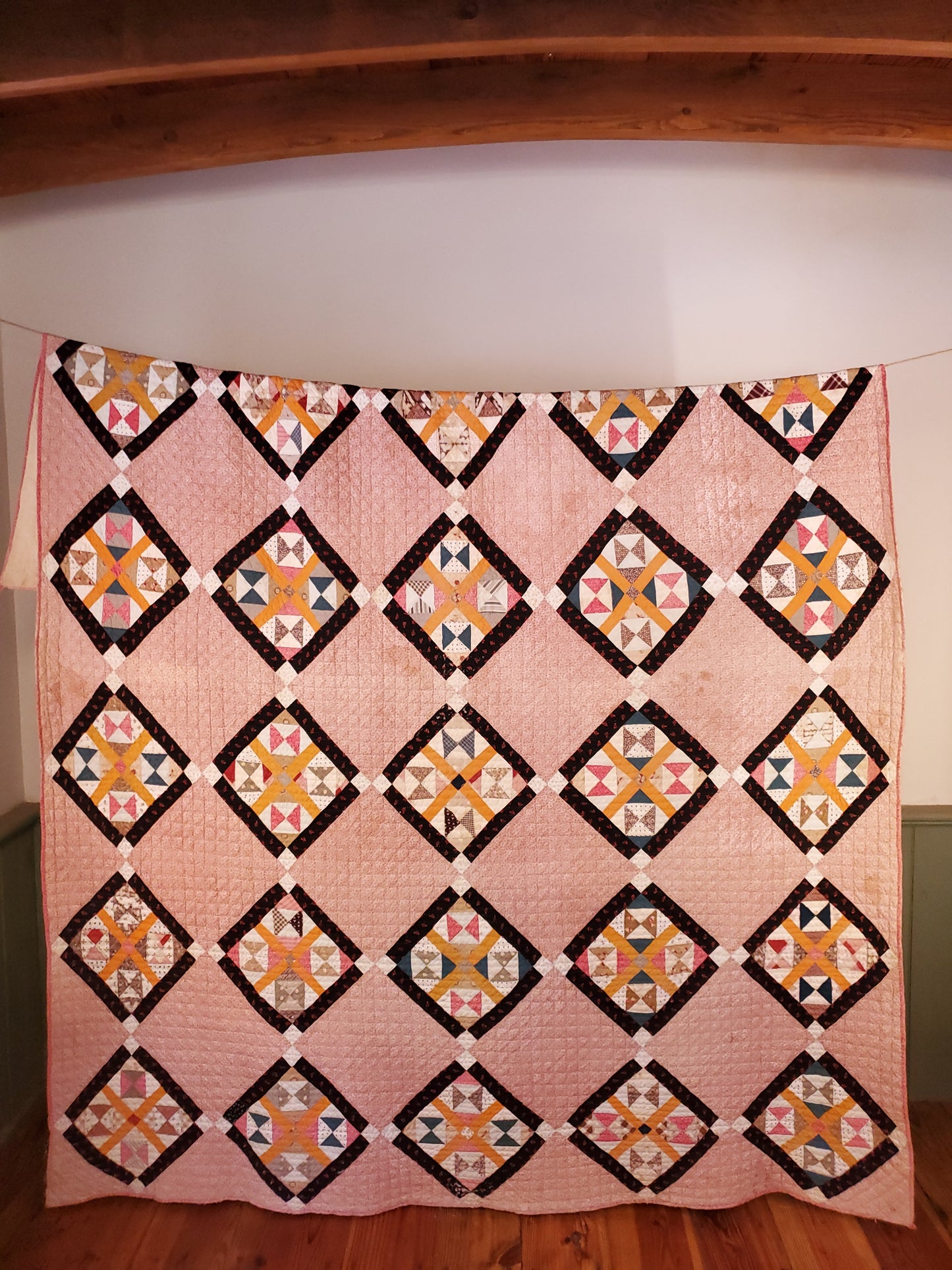 Black and Cheddar Antique Quilt