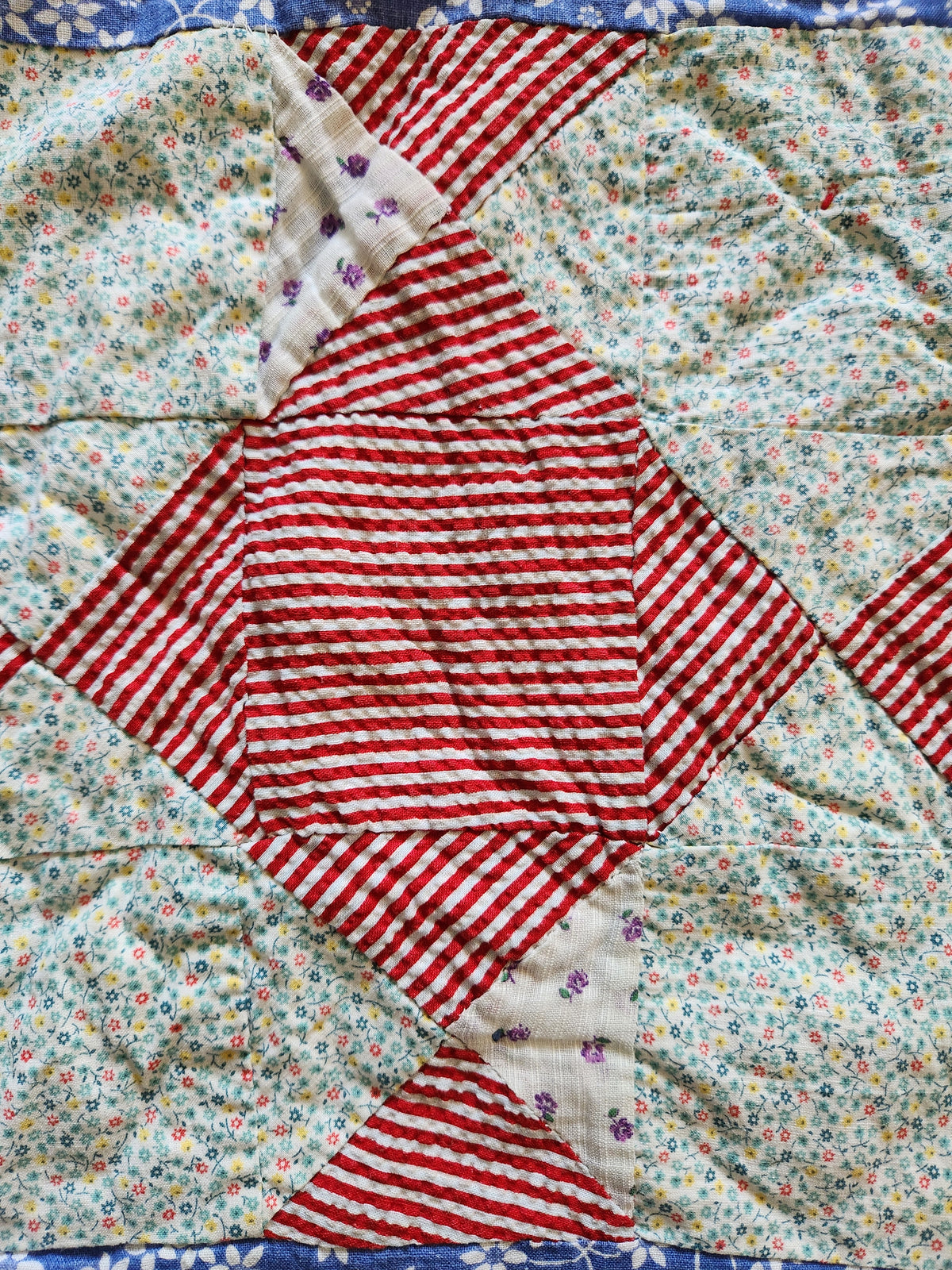 Hand Tied Double Sided Patchwork Quilt c1940
