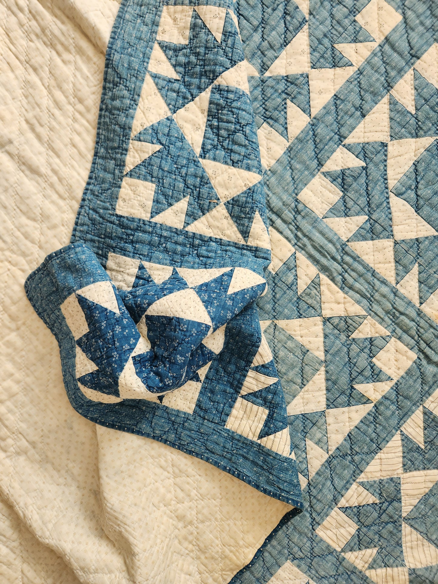 Antique Blue & White Antique Quilt c1900