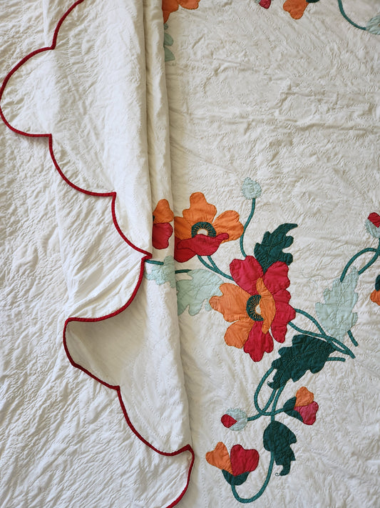 Vintage Poppy Applique Quilt