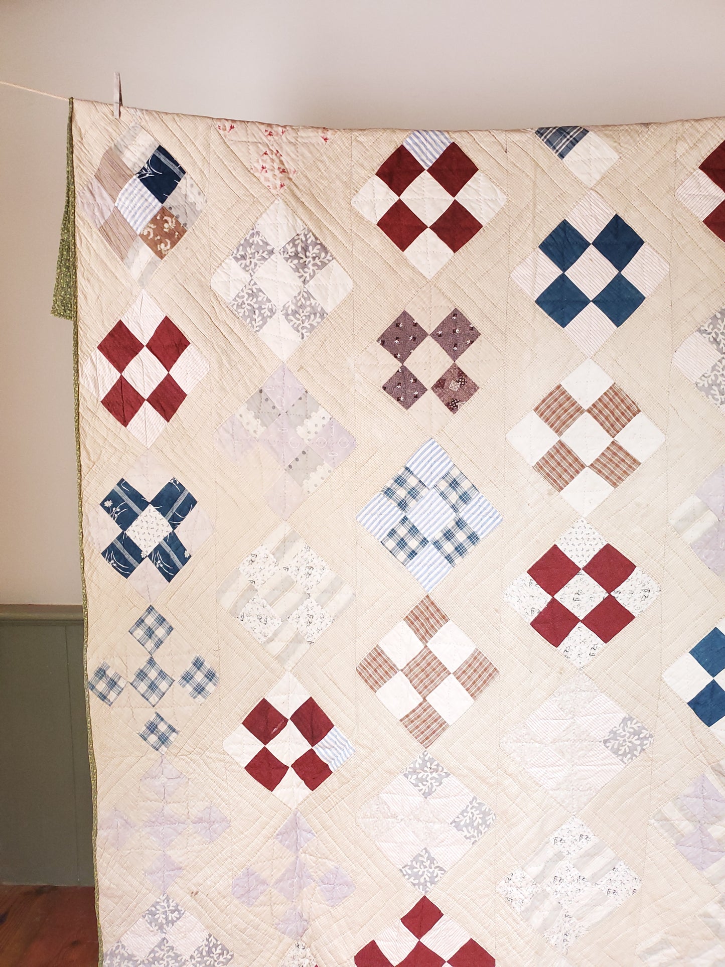 Antique 9 Patch Quilt, 1890