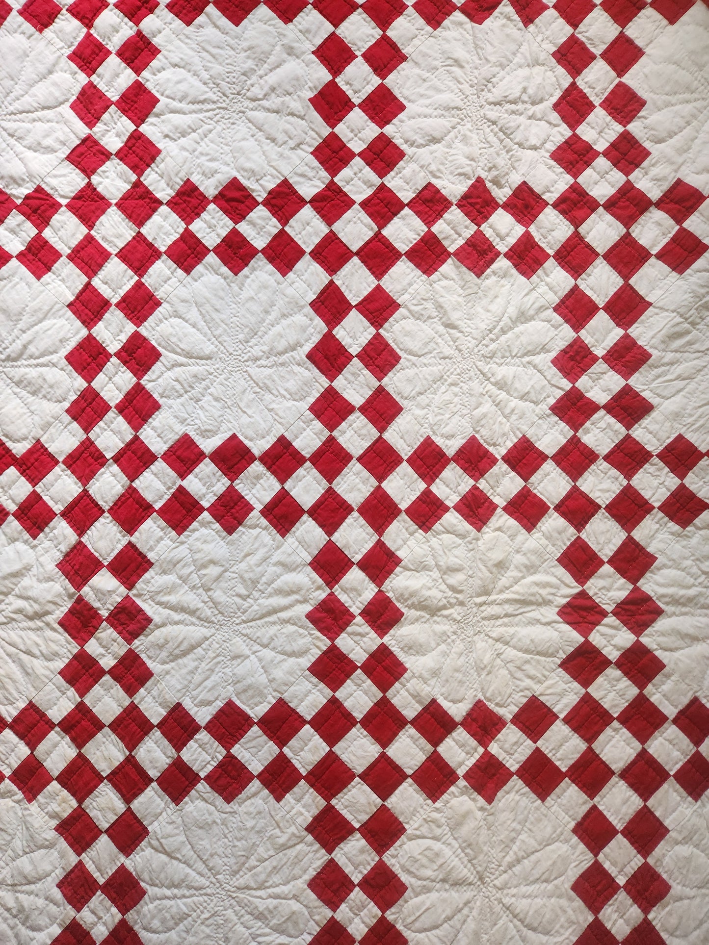 Antique Red & White Irish Chain Quilt