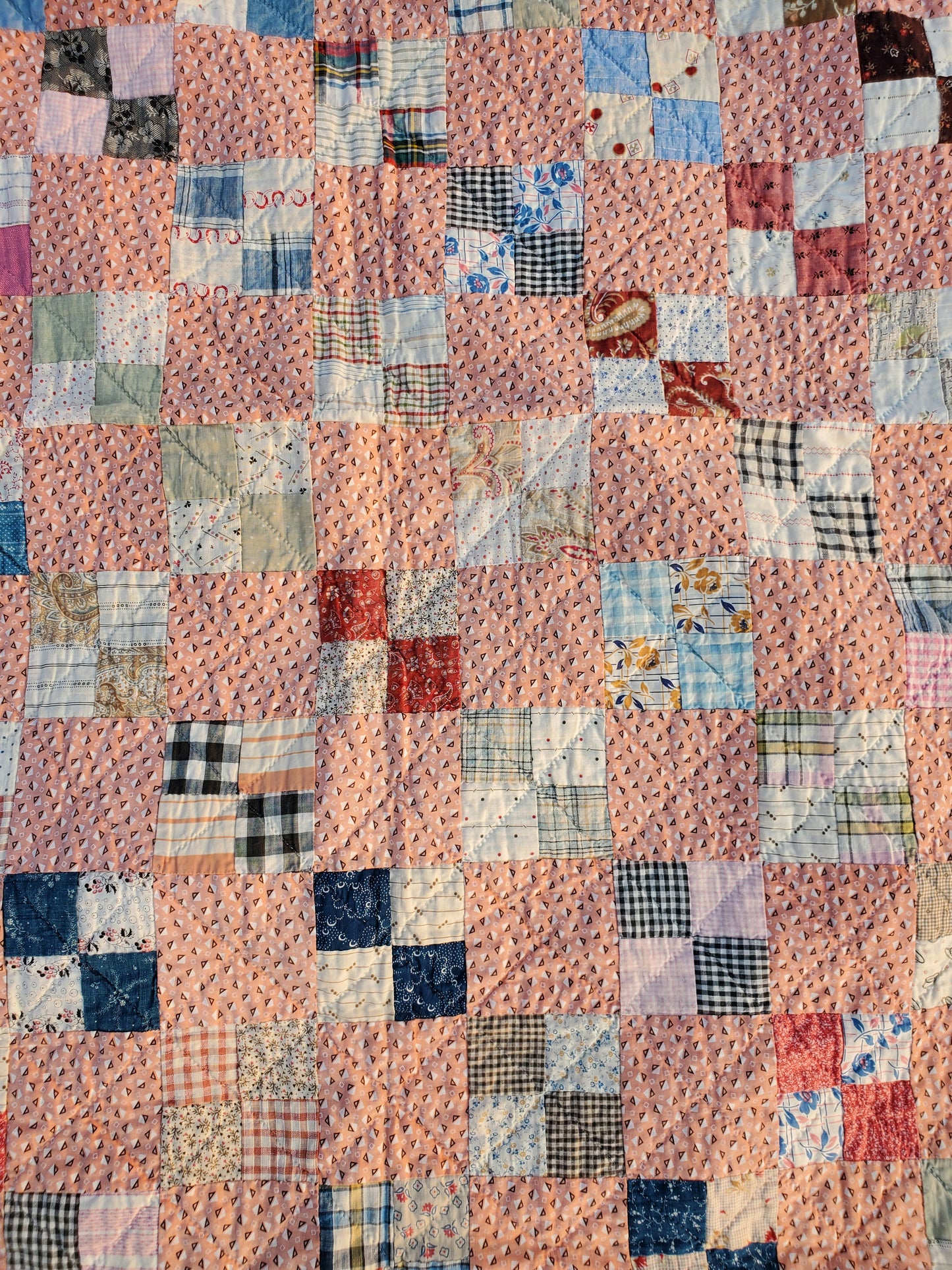 Seaside Four Patch Antique Quilt