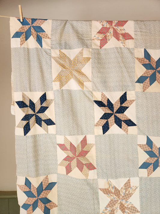 Vintage Stars Patchwork Quilt Top