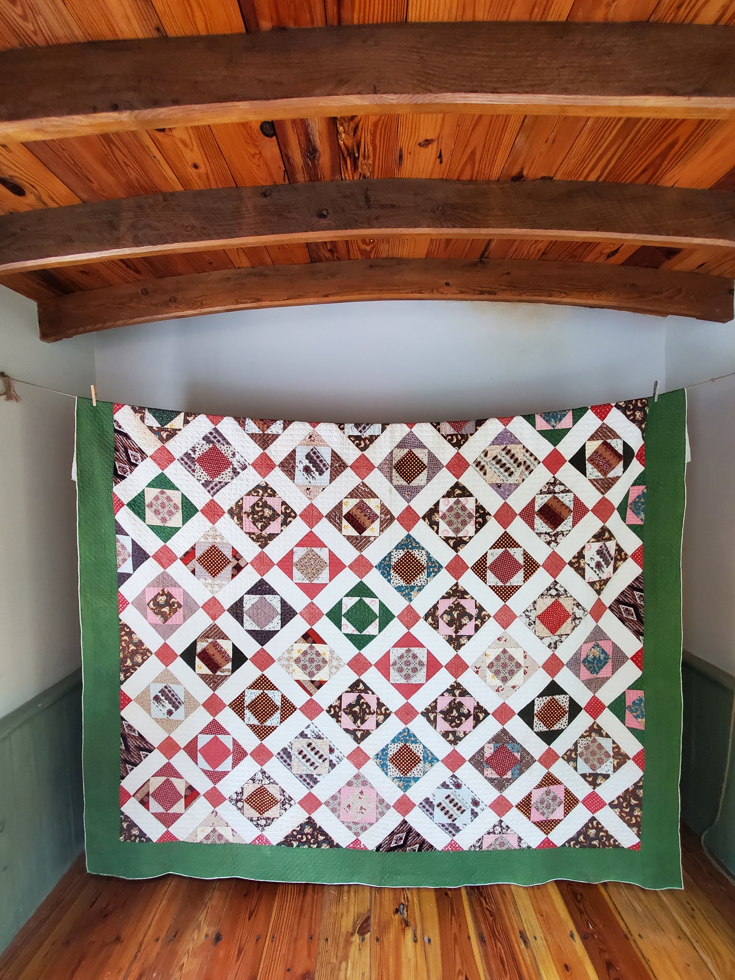 19th Century Square in a Square Antique Quilt