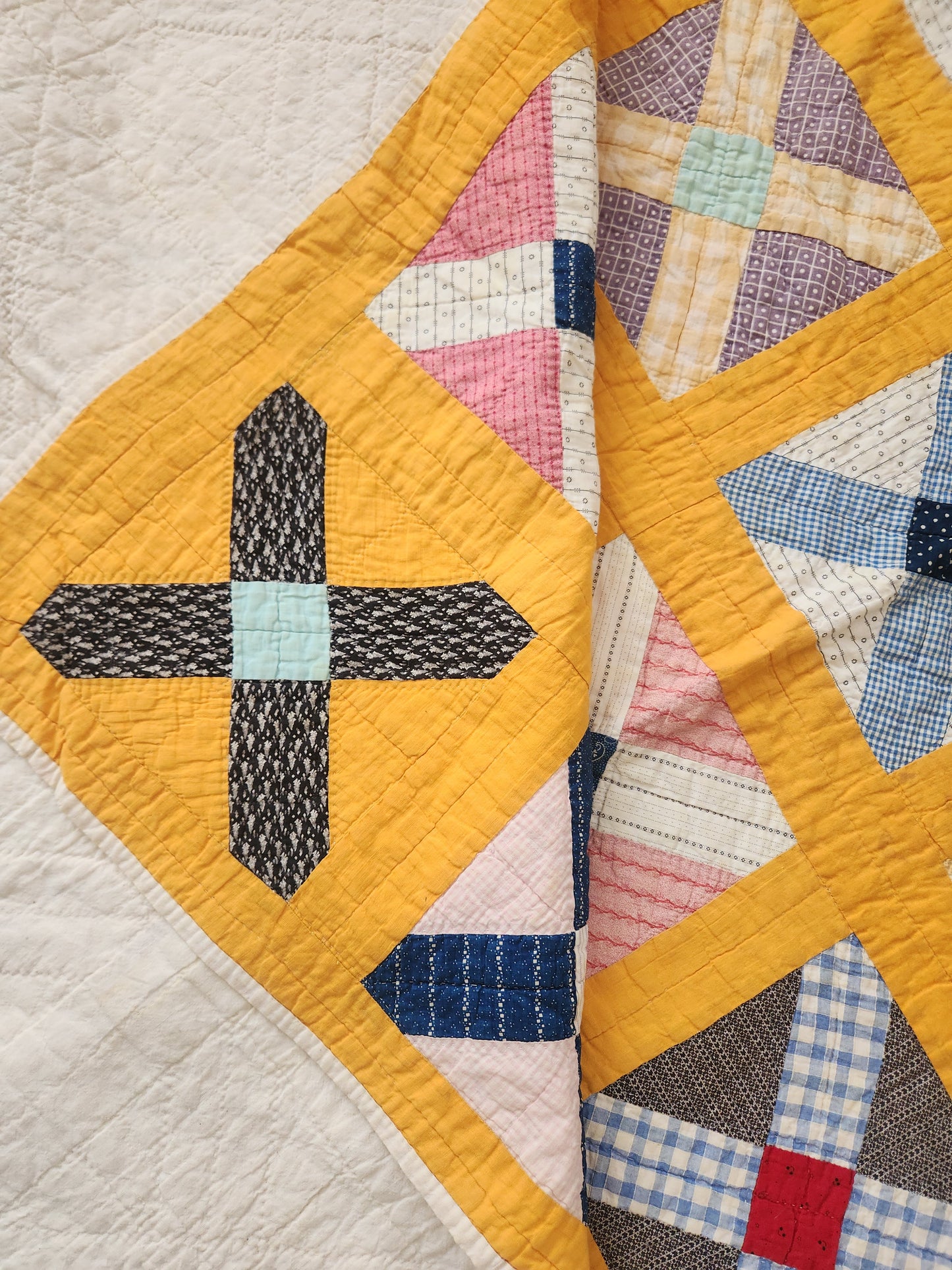 Antique Old Italian Block Quilt c1900
