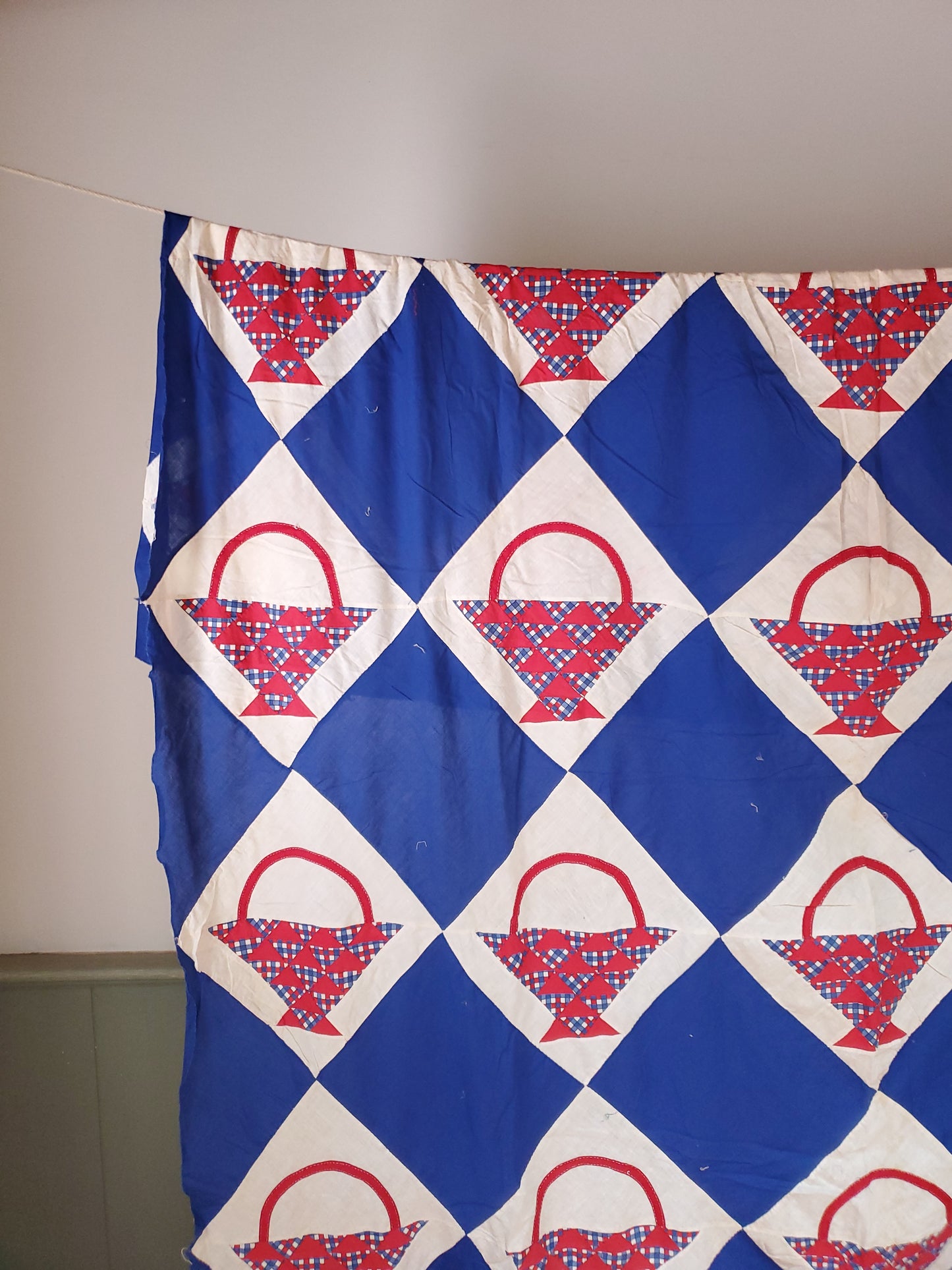 Red White & Blue Quilt Top, ca 1930