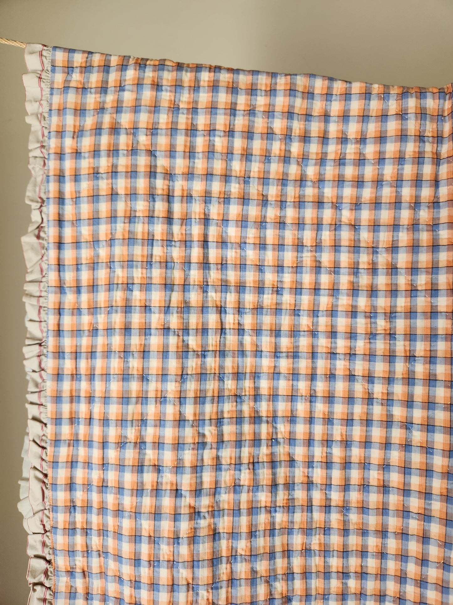 Unique Vintage Patchwork Quilt with Ruffles c1940