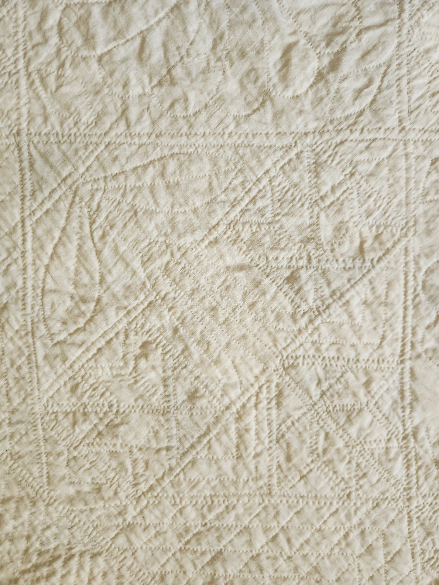 19th Century Green and White Lily Quilt
