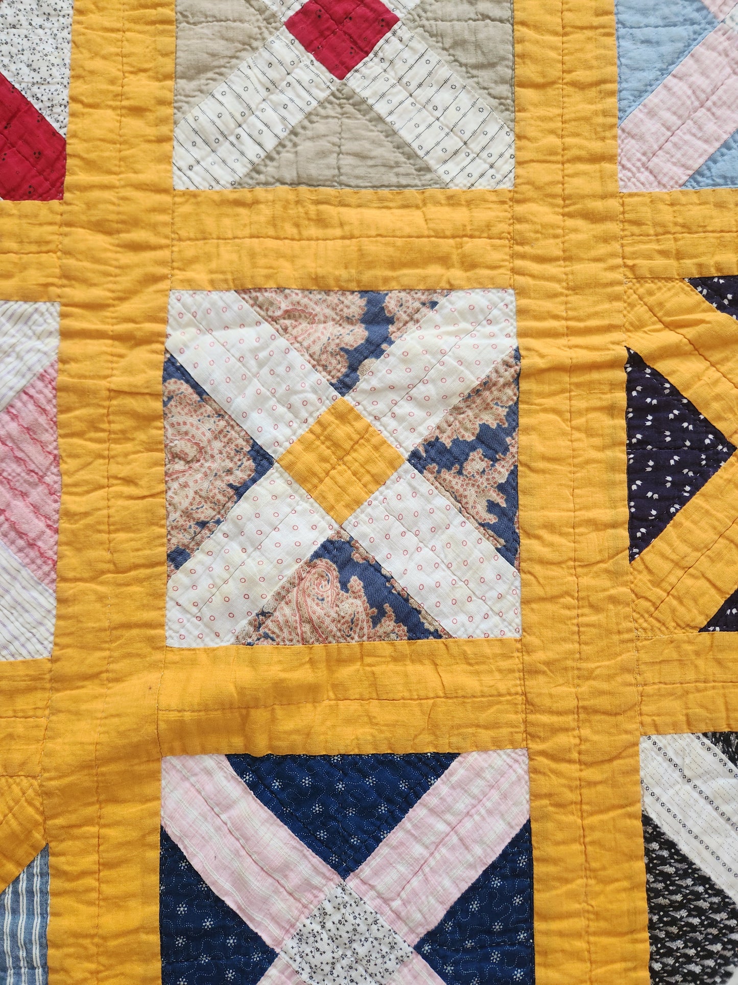 Antique Old Italian Block Quilt c1900