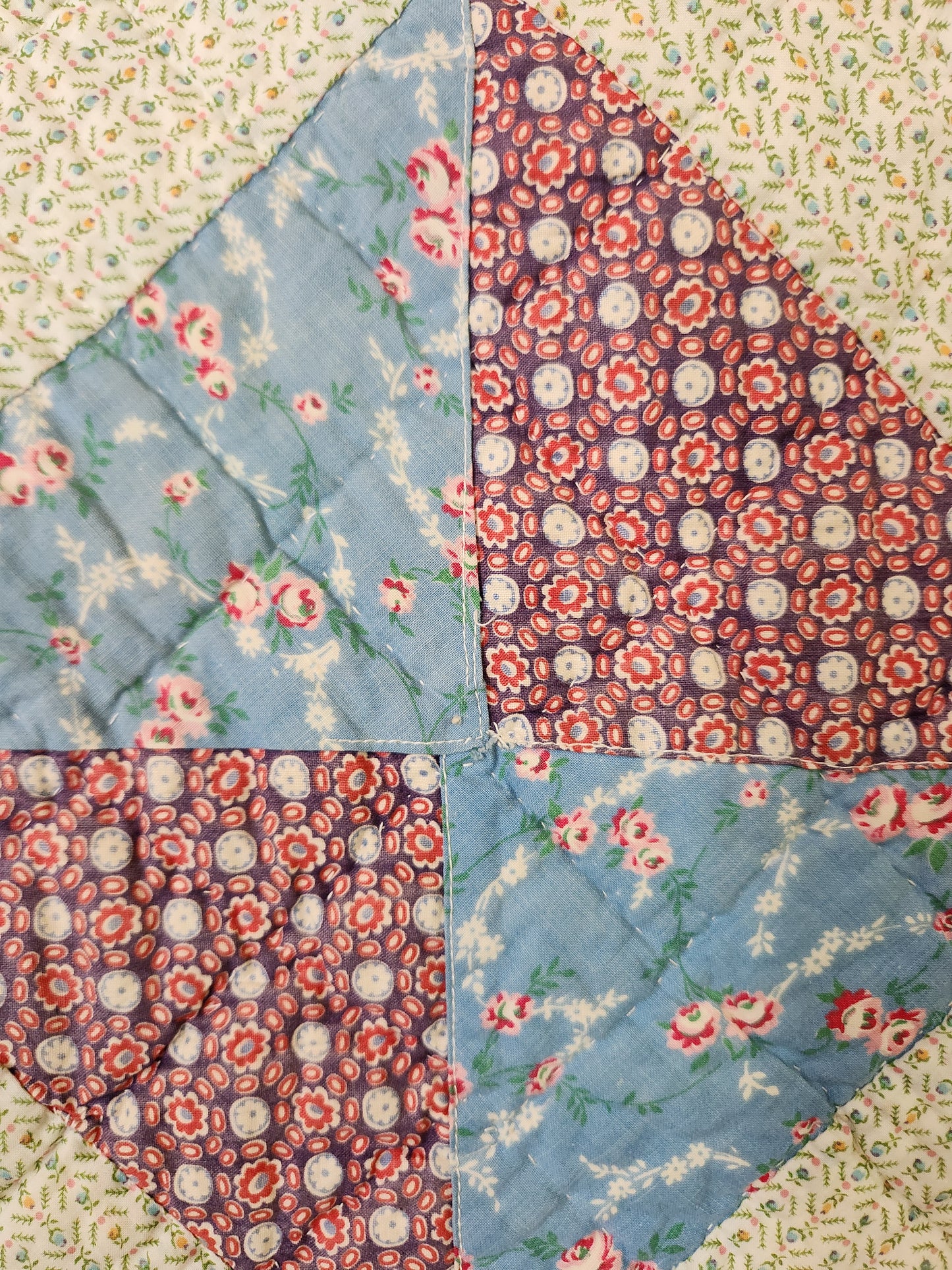 Unique Vintage Patchwork Quilt with Ruffles c1940