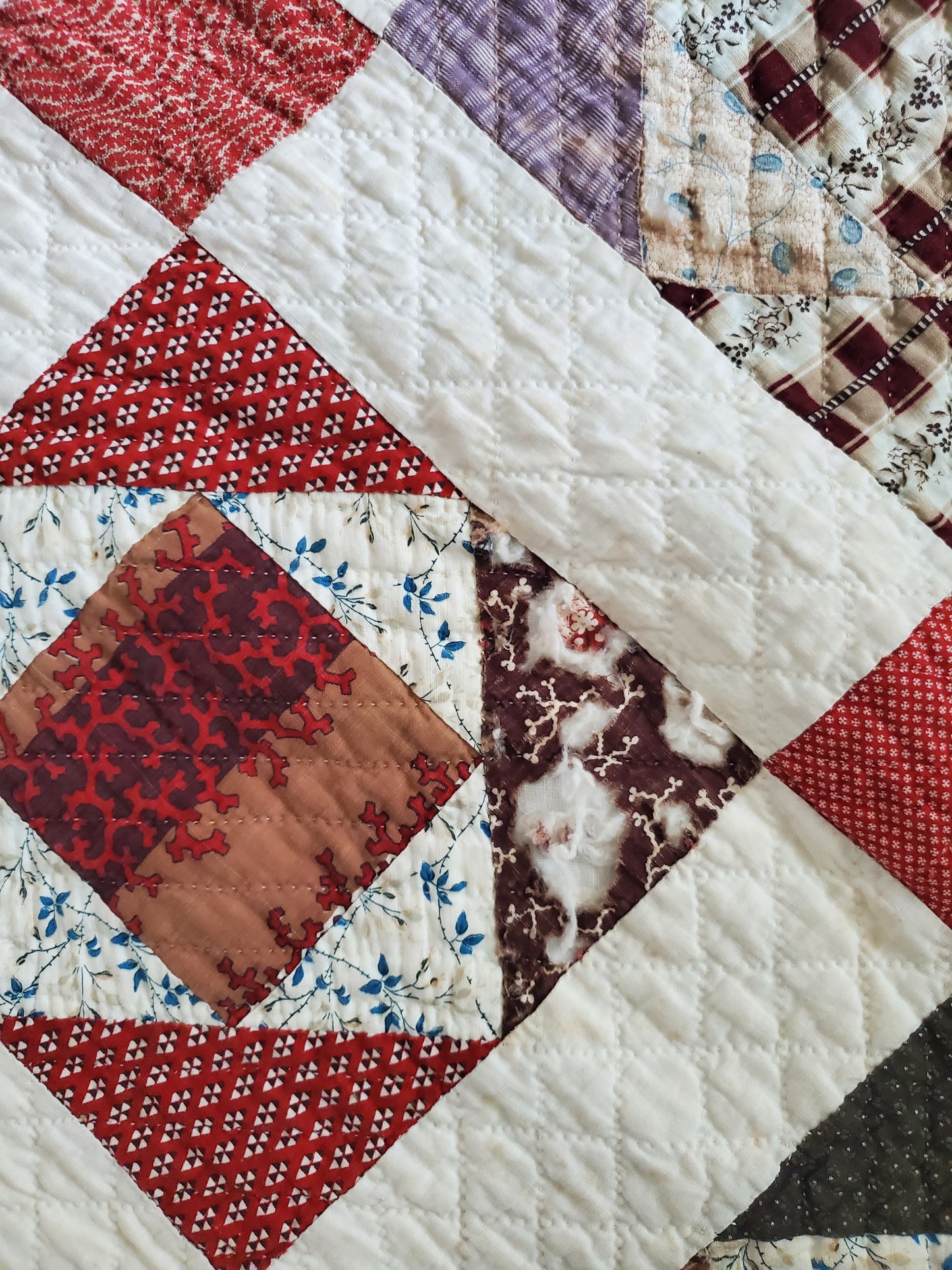 19th Century Square in a Square Antique Quilt