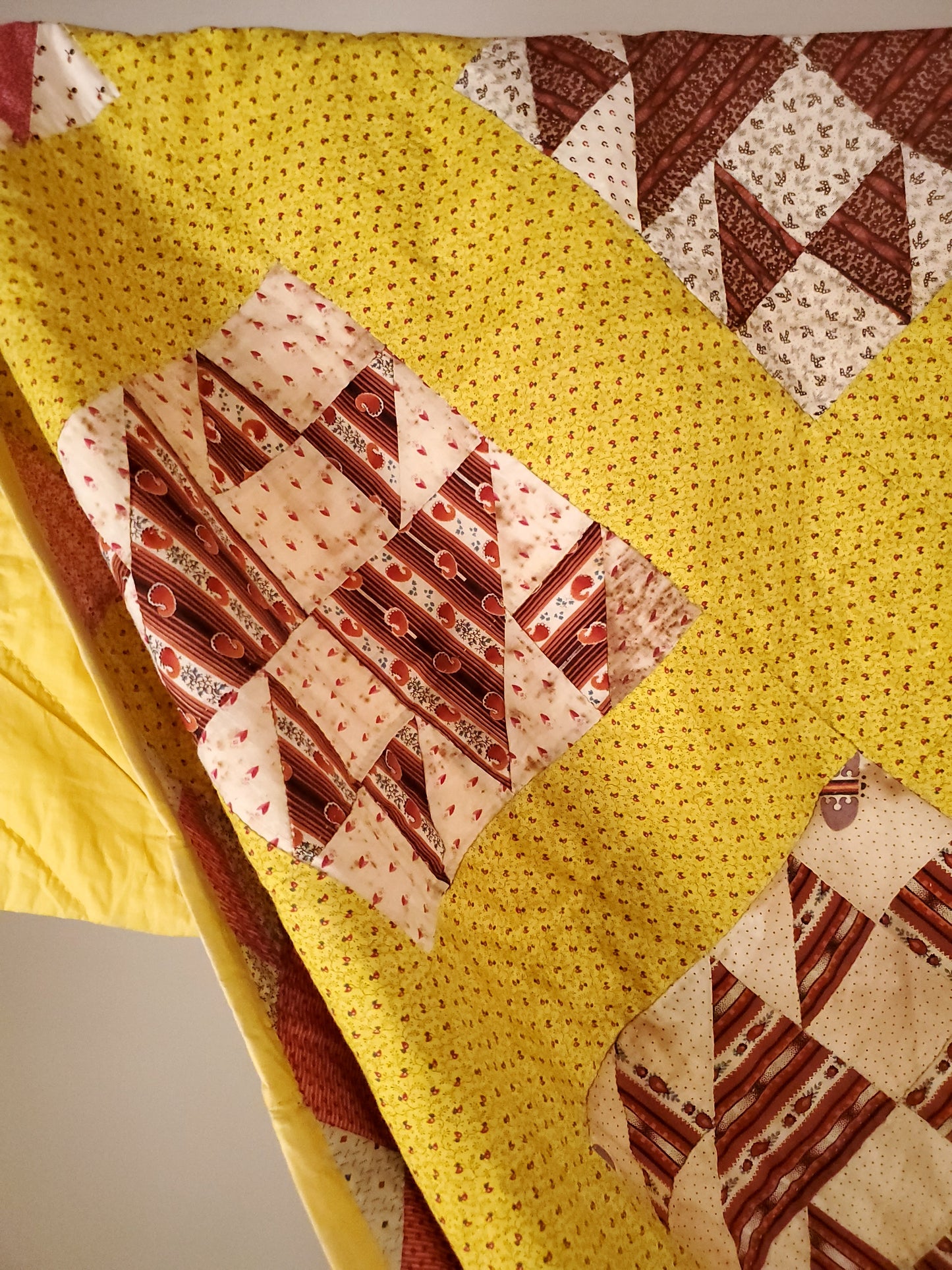 Yellow Calico Antique Quilt