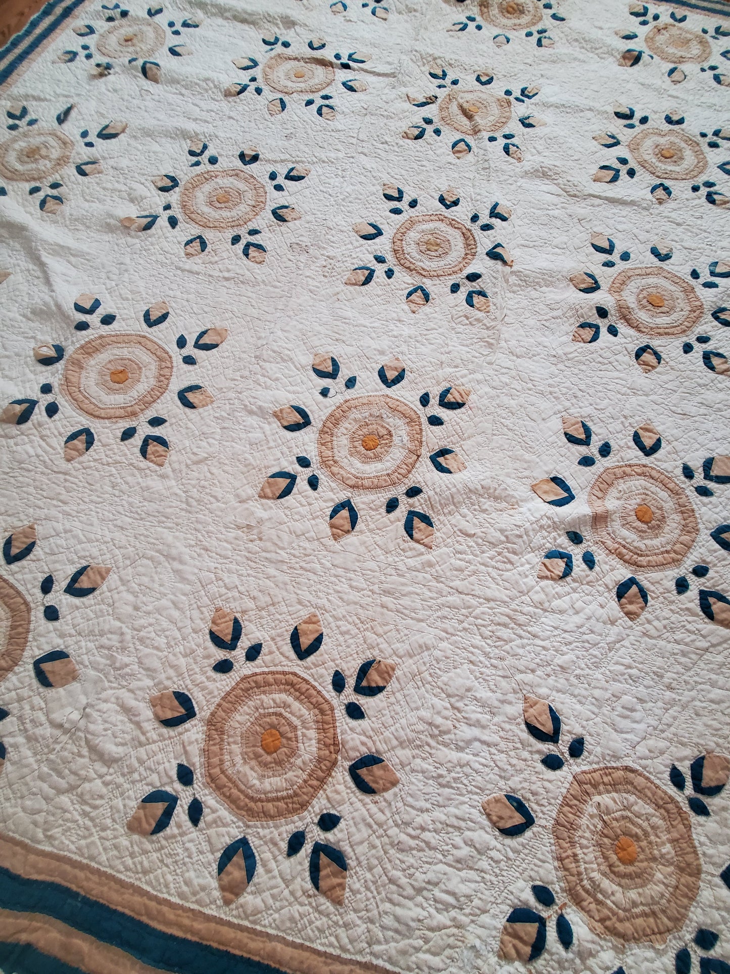 19th Cent Beloved Rosebud Antique Quilt