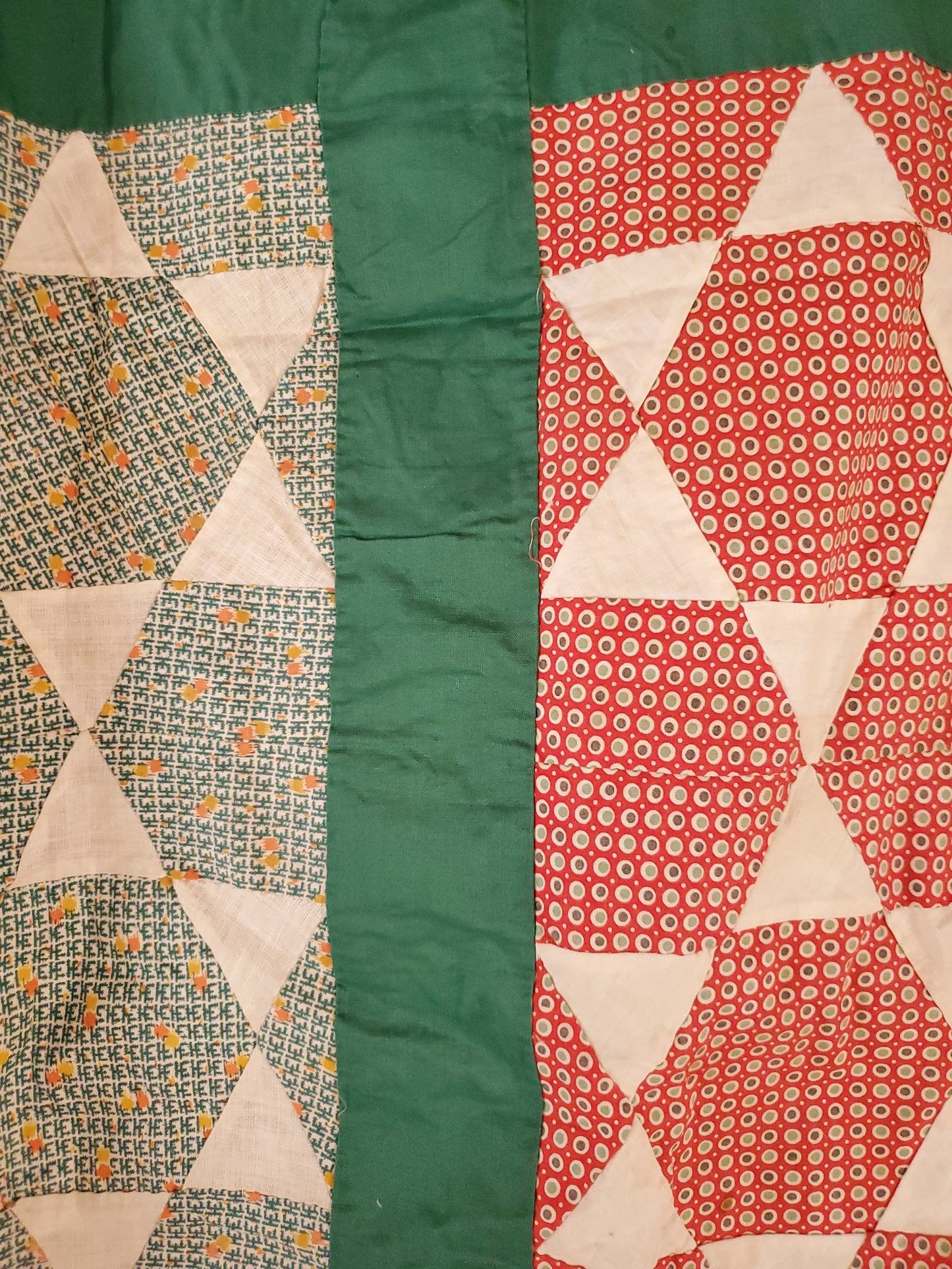 Vintage Hexagon Star Quilt Top, ca 1930