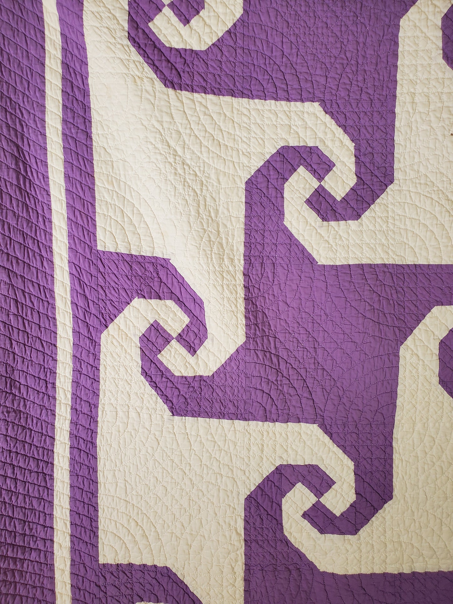 Purple and White Snail Trail Vintage Quilt