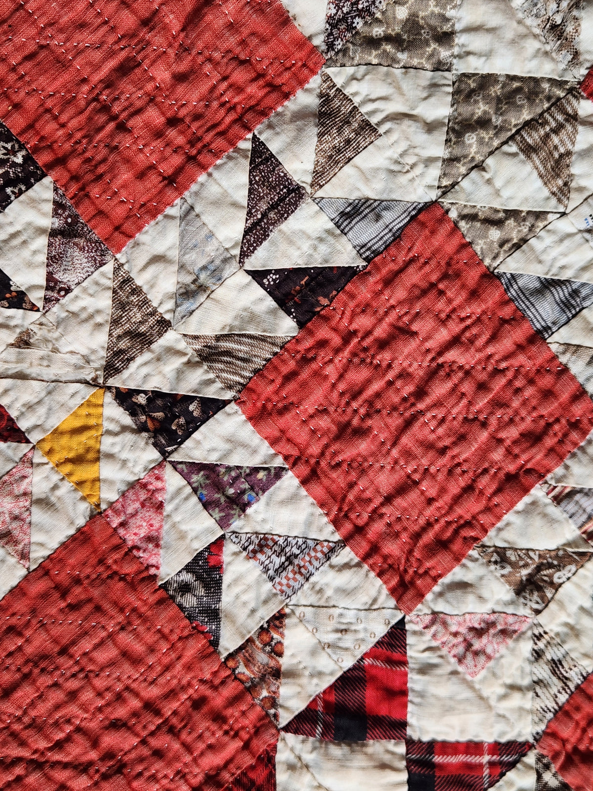 Antique Turkey Red Ocean Waves Quilt c1880