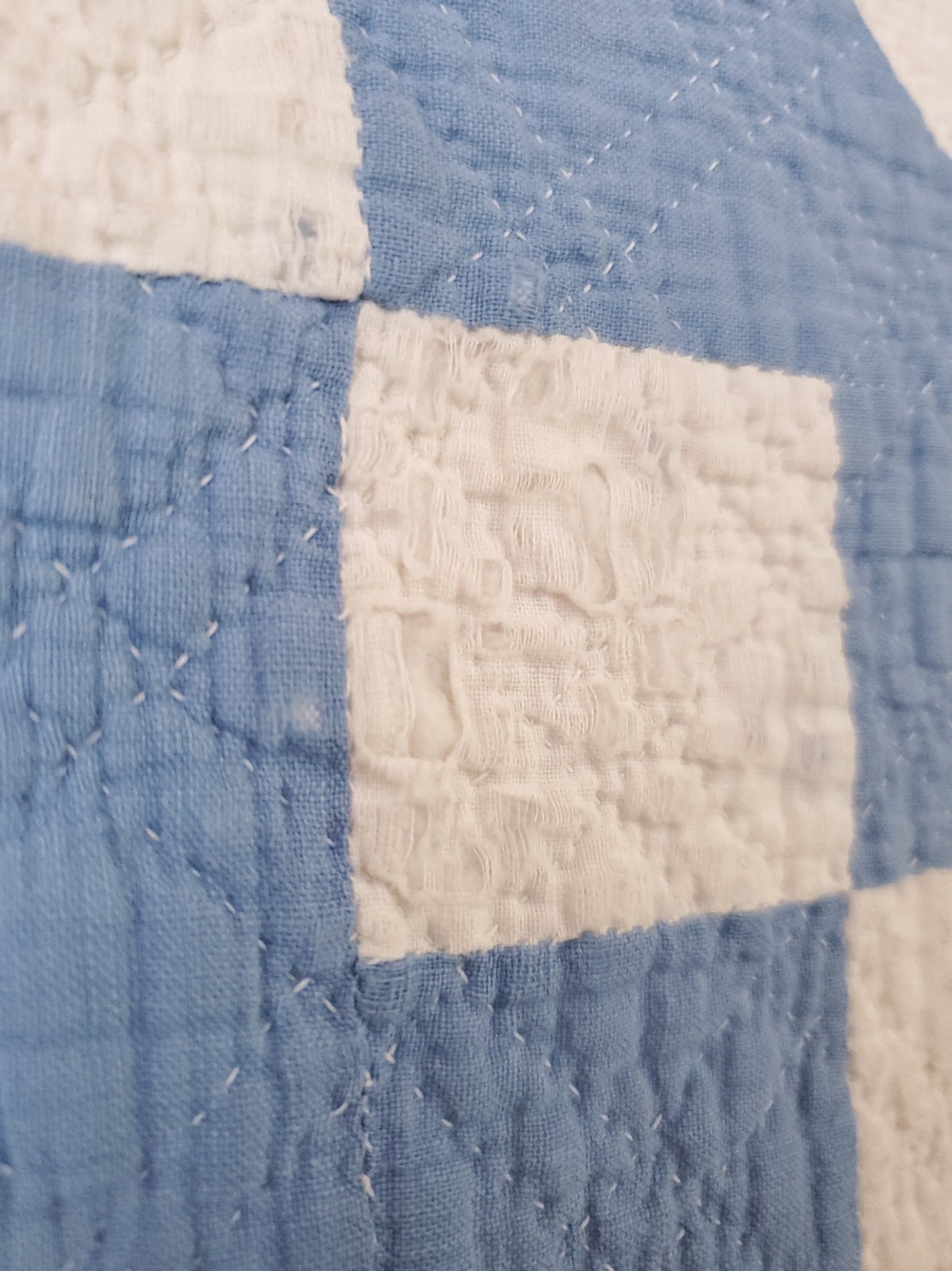 Blue and White Jacob's Ladder Antique Quilt