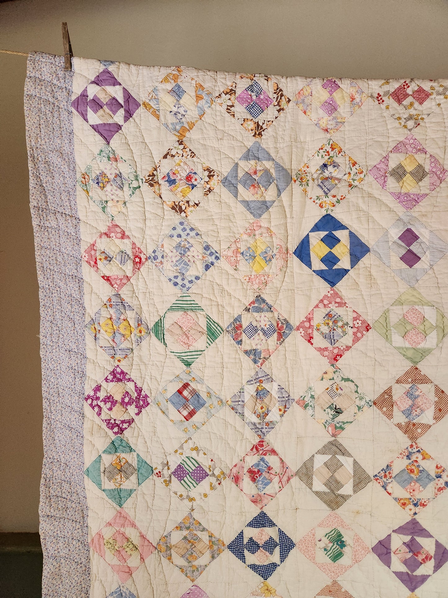 Vintage Patchwork Feed Sack Quilt c1940