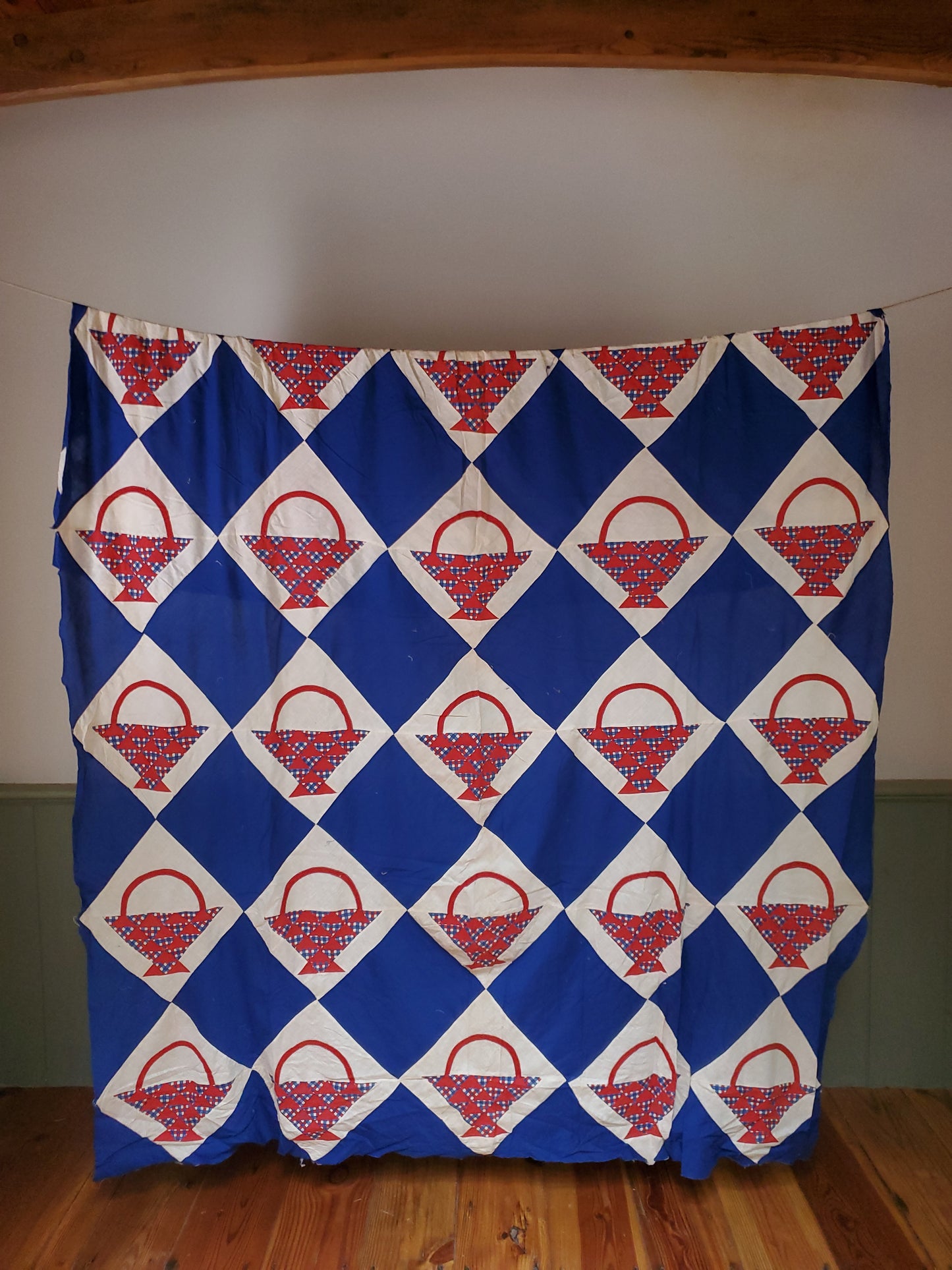 Red White & Blue Quilt Top, ca 1930