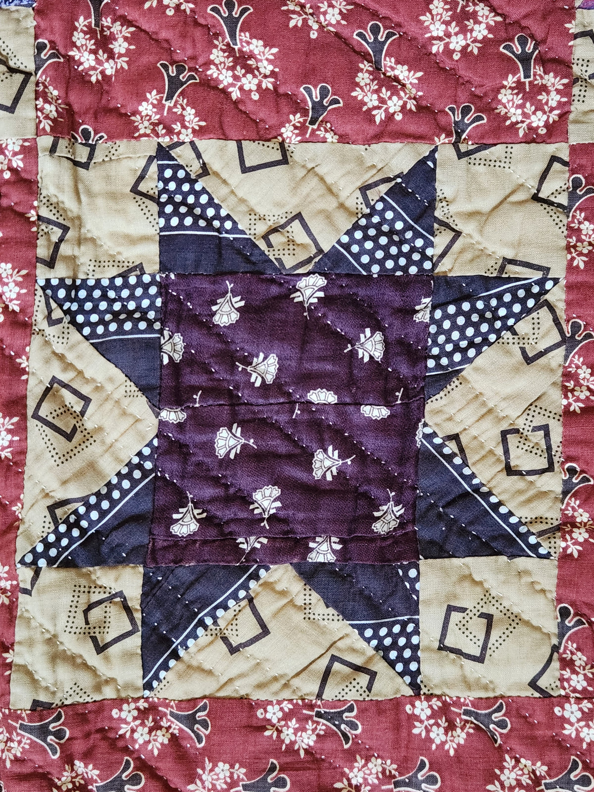 19th Century Purple Evening Star Quilt