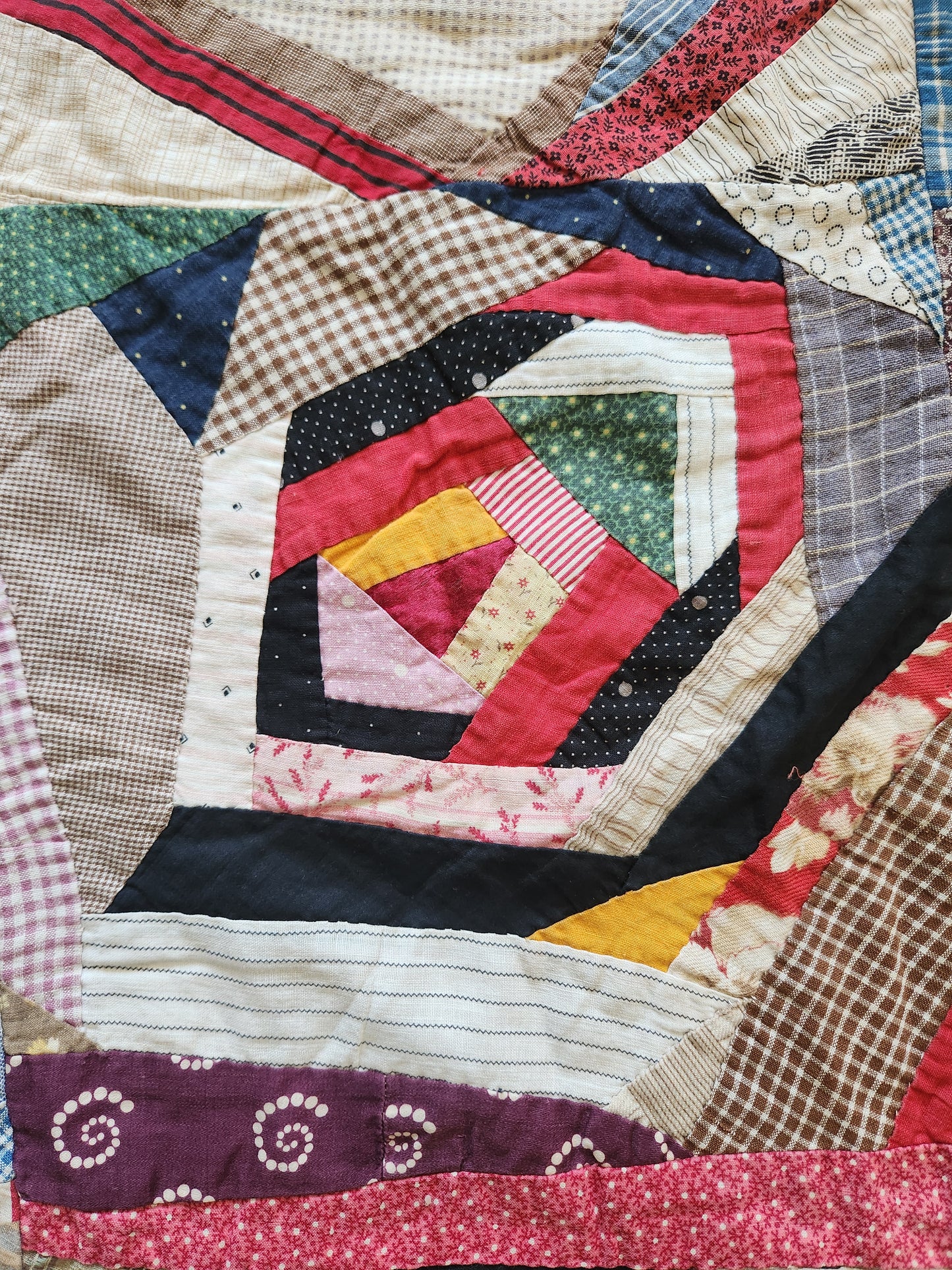 Antique Unfinished Foundation Pieced Quilt Top c1900