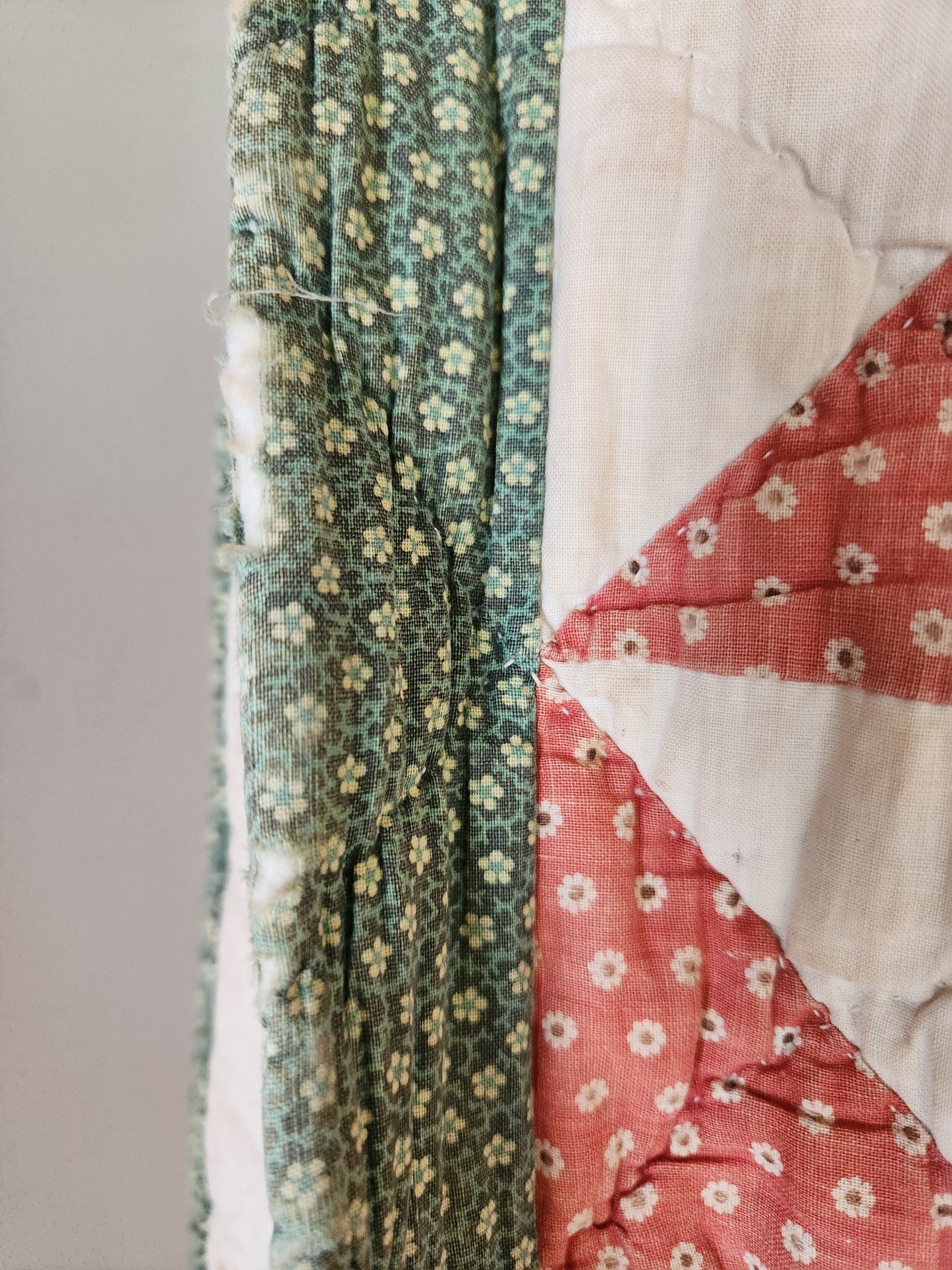 Antique Patchwork Quilt in Green & Red