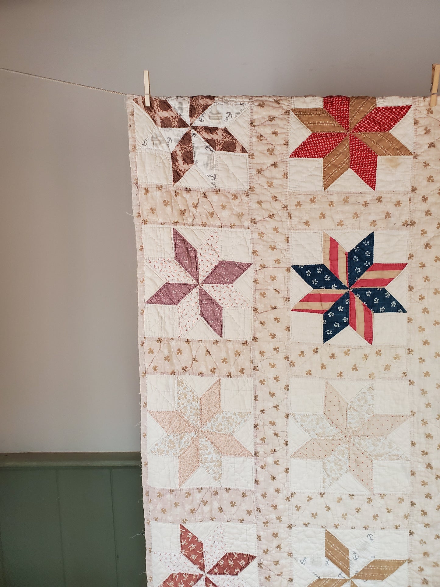 Antique 8 Point Star Quilt, ca 1900