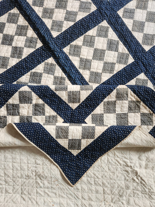 Antique Indigo Nine Patch Quilt