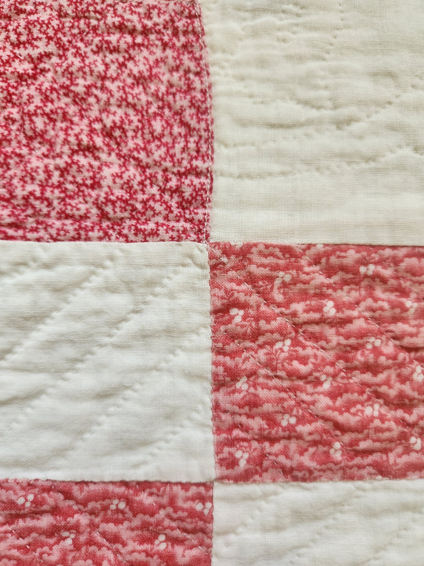 Antique Pink & White Irish Chain Quilt