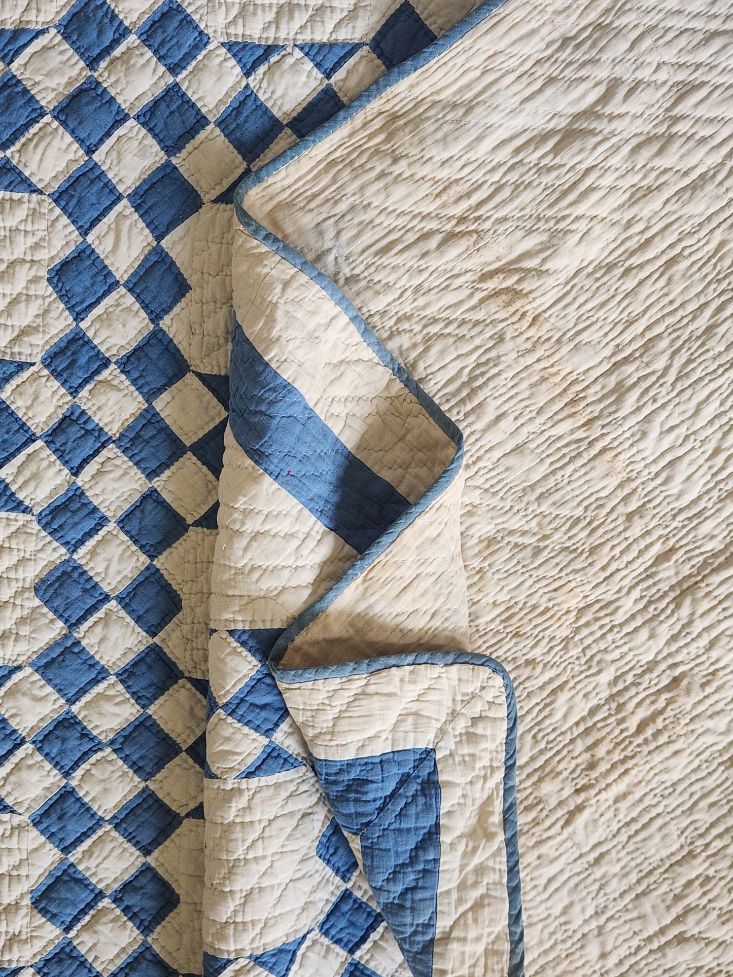 Antique Blue & White Triple Irish Chain Quilt