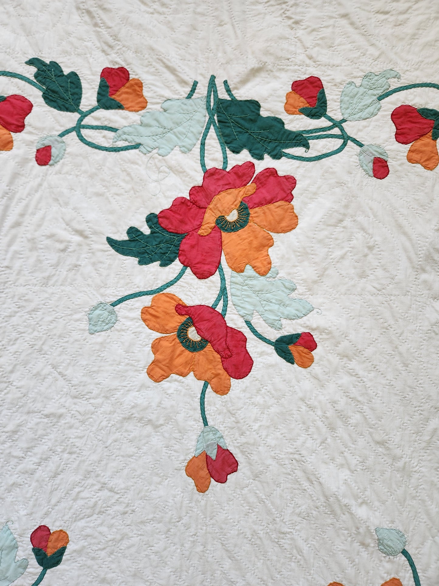 Vintage Poppy Applique Quilt