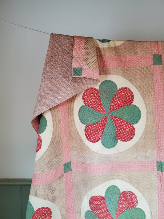 19th Century Pinwheel Rose Quilt