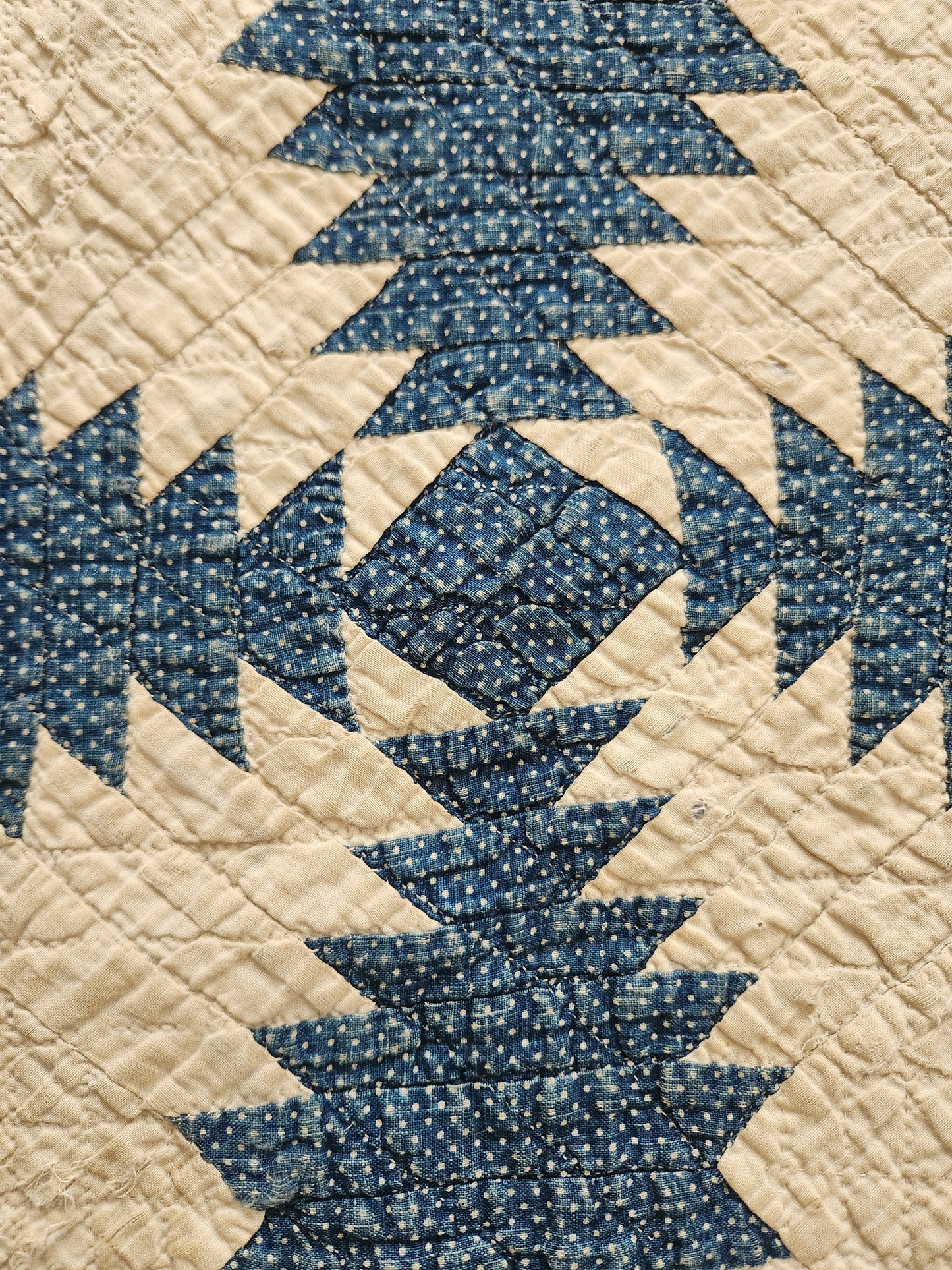 Antique Indigo & White Pineapple Quilt