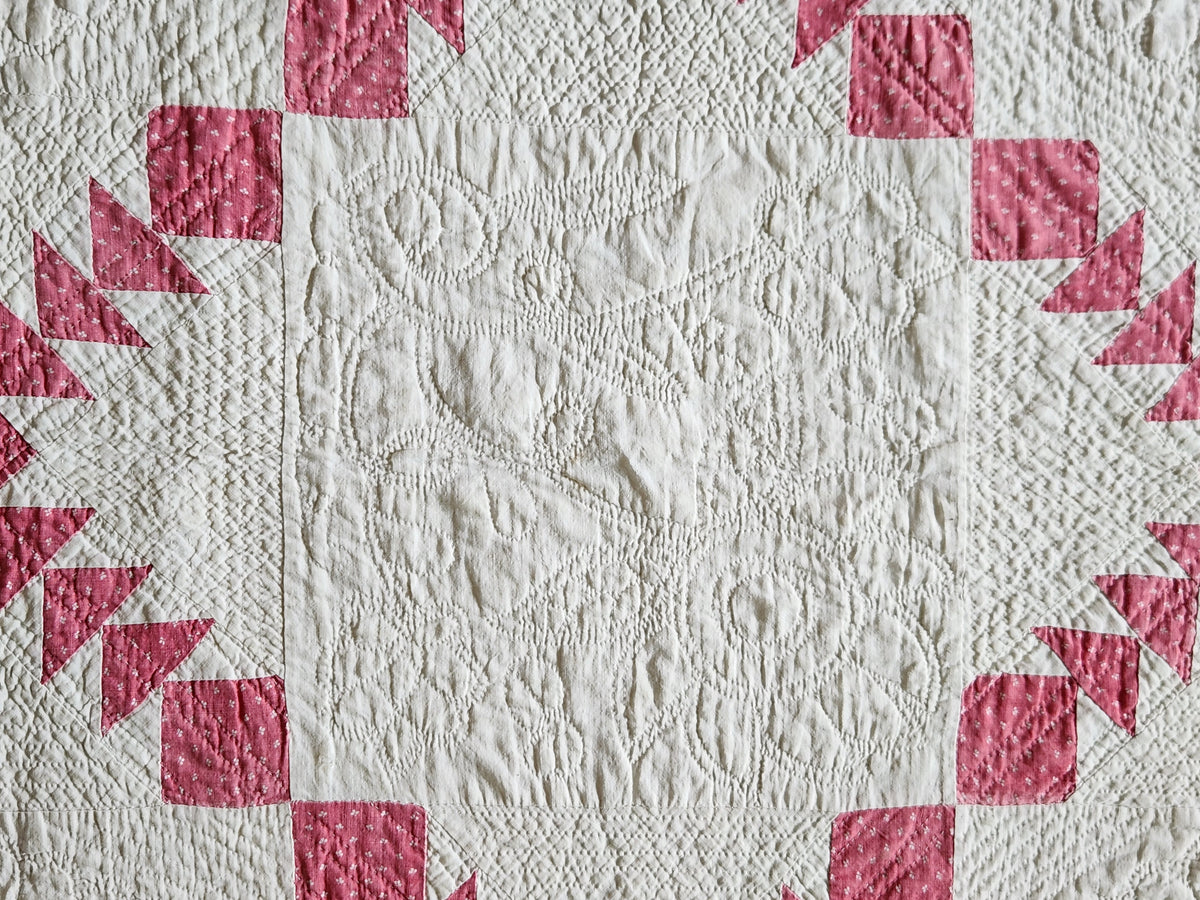 Antique Pink & White Flying Geese Quilt