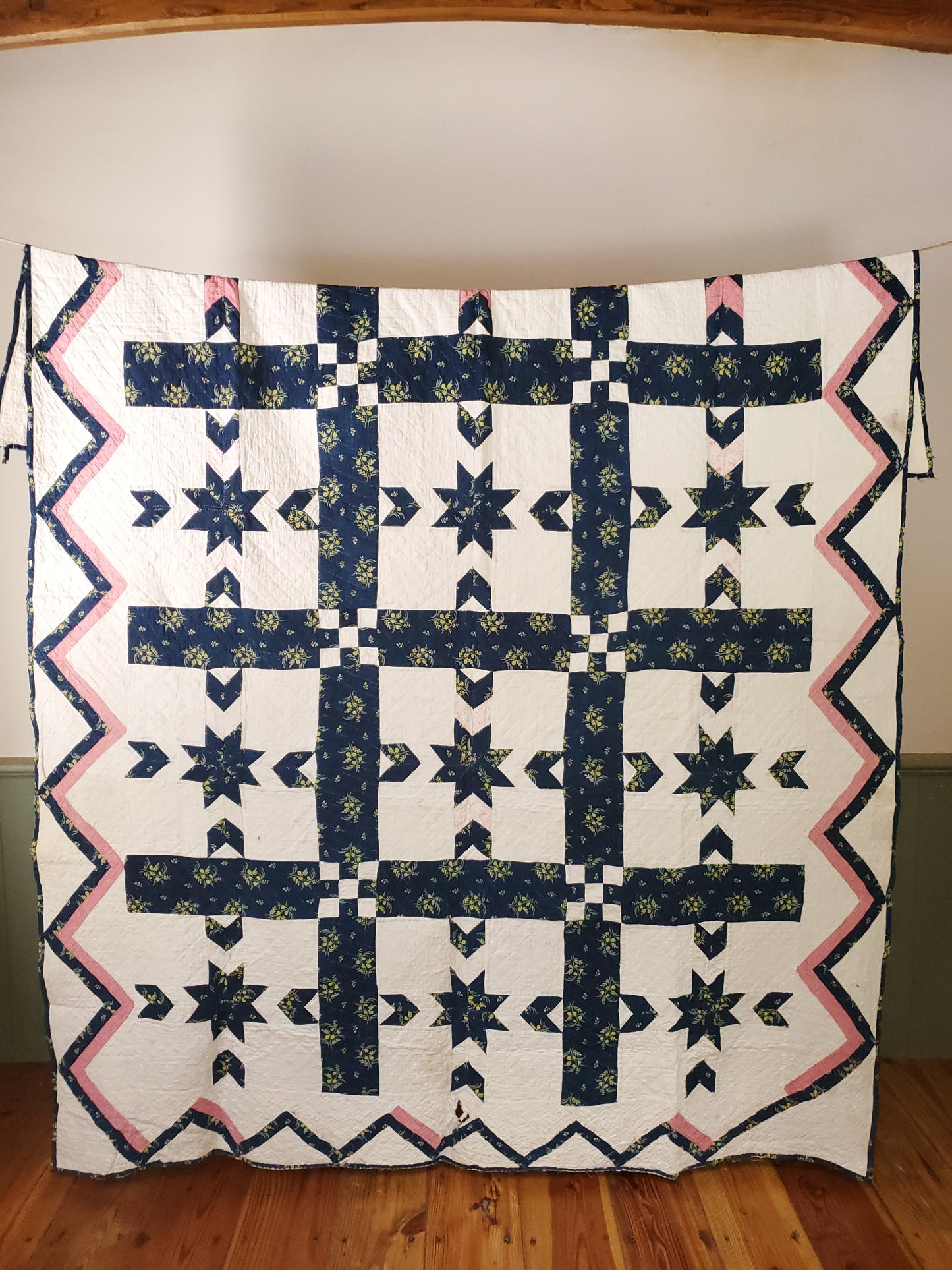 Lazy Daisy Indigo Antique Quilt