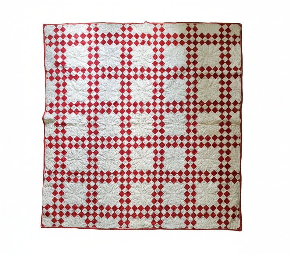 Antique Red & White Irish Chain Quilt