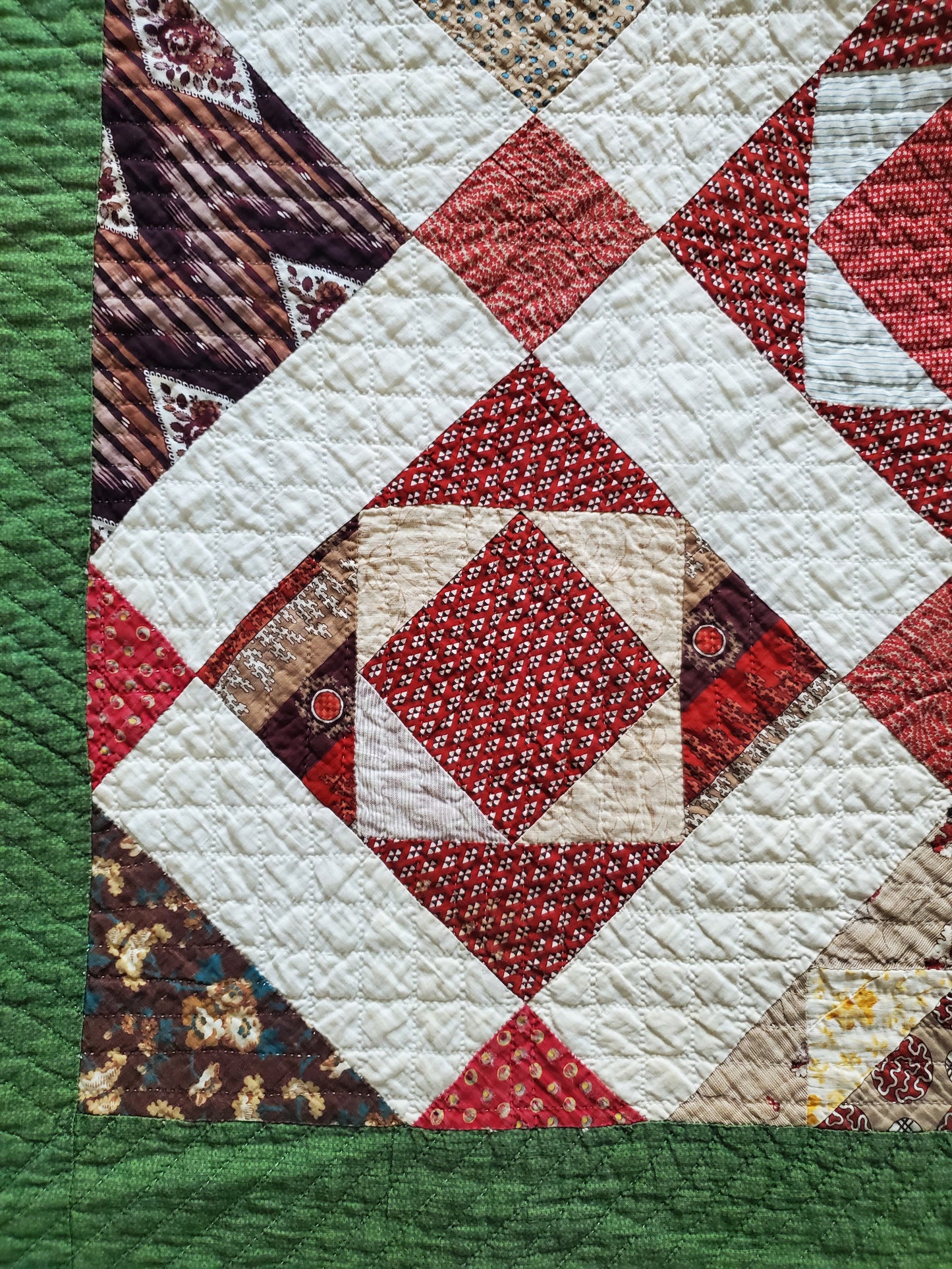 19th Century Square in a Square Antique Quilt