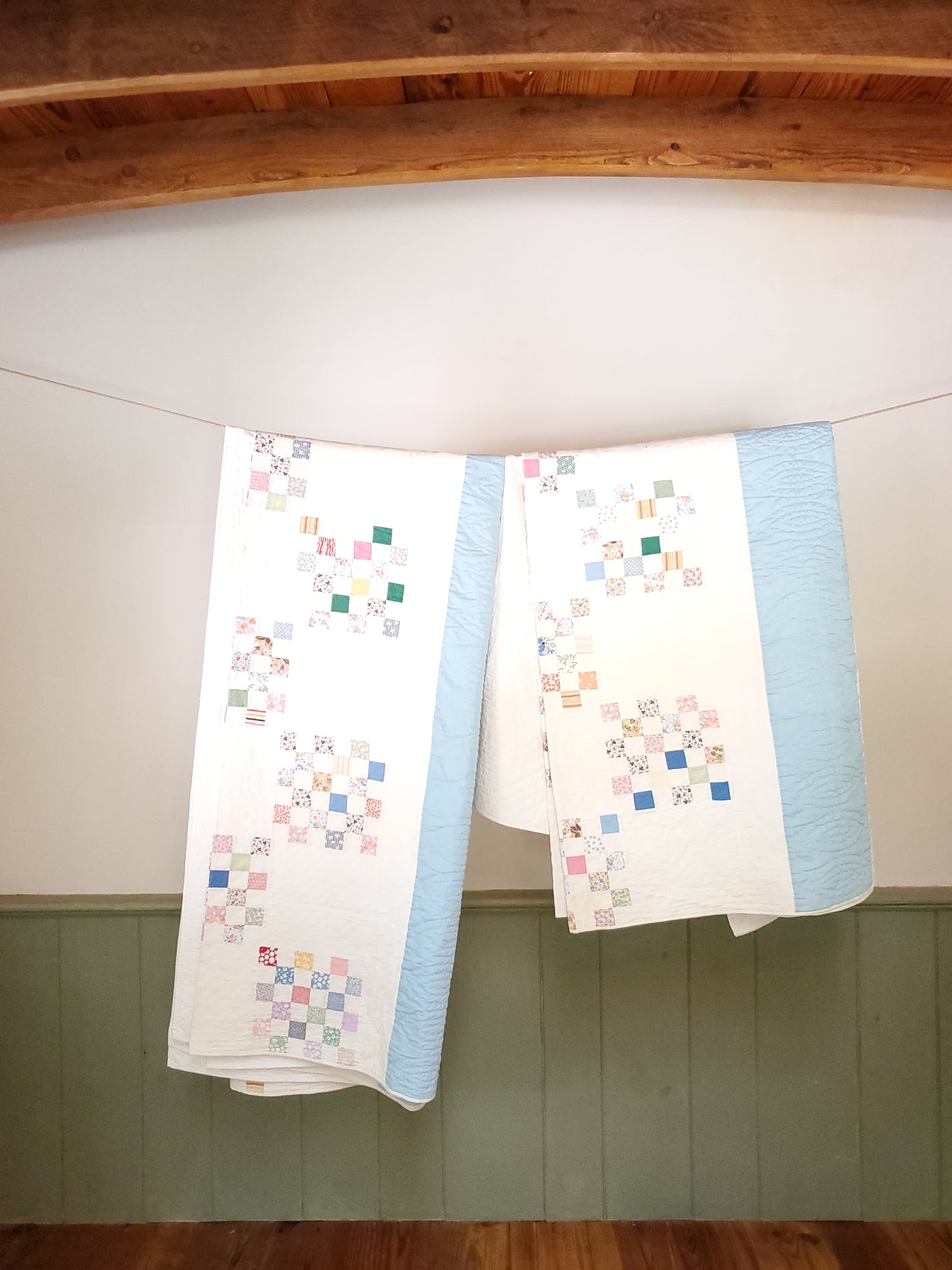 SET OF 2 Thirty Six Patch Vintage Quilts