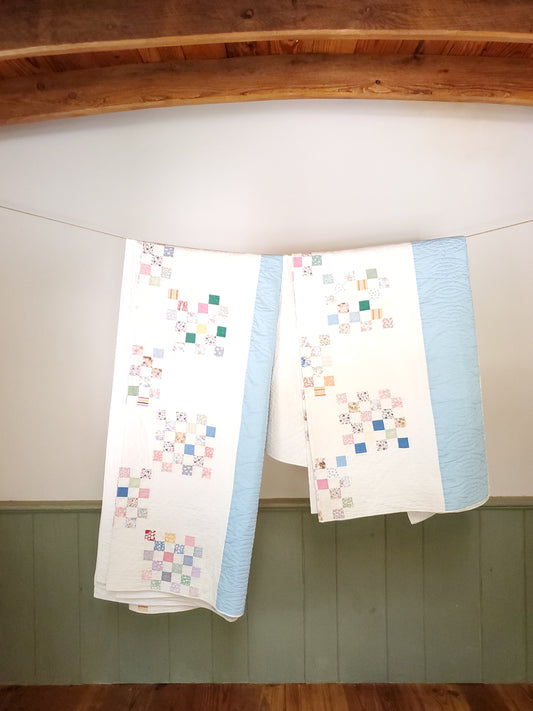 SET OF 2 Thirty Six Patch Vintage Quilts