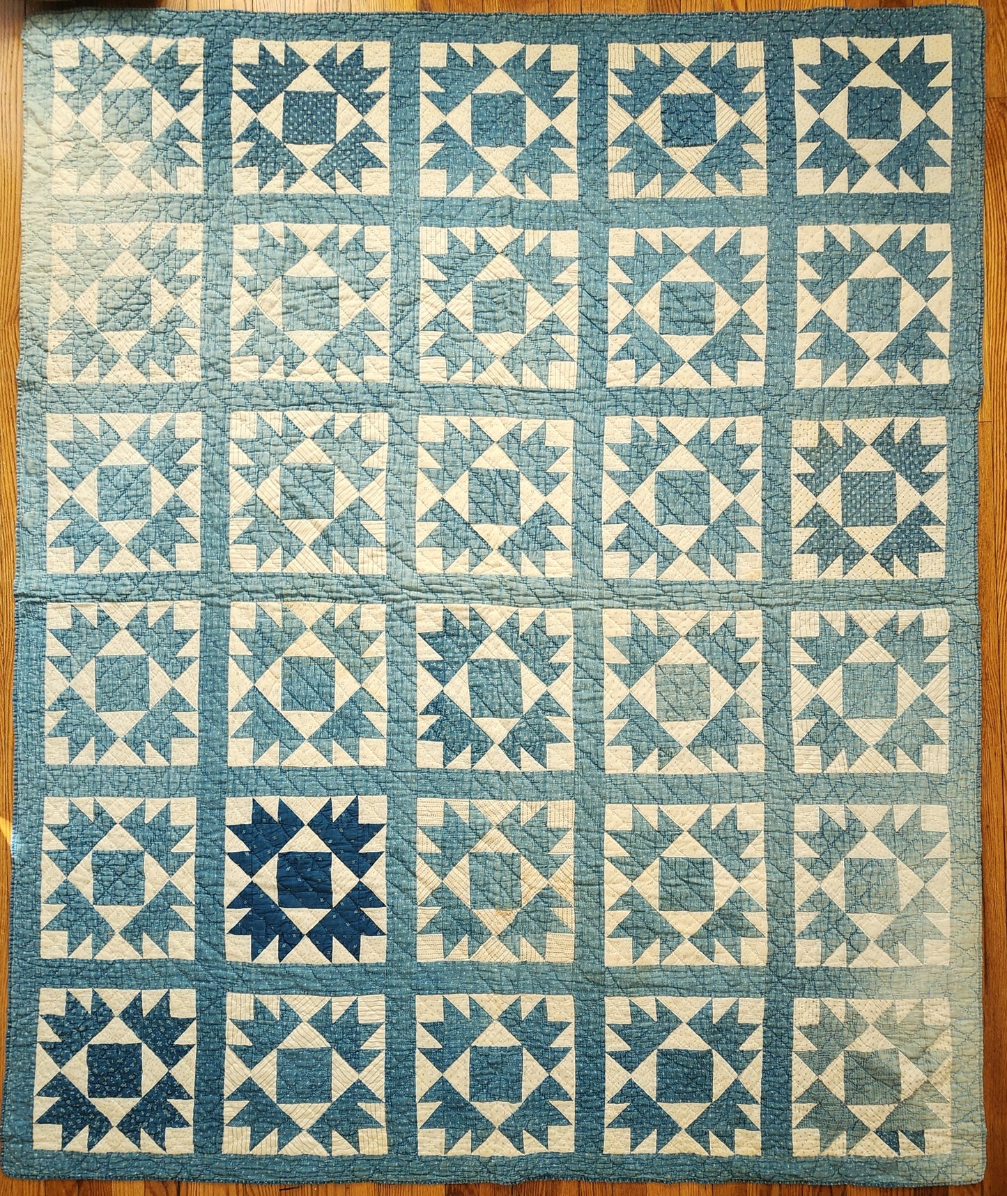 Antique Blue & White Antique Quilt c1900