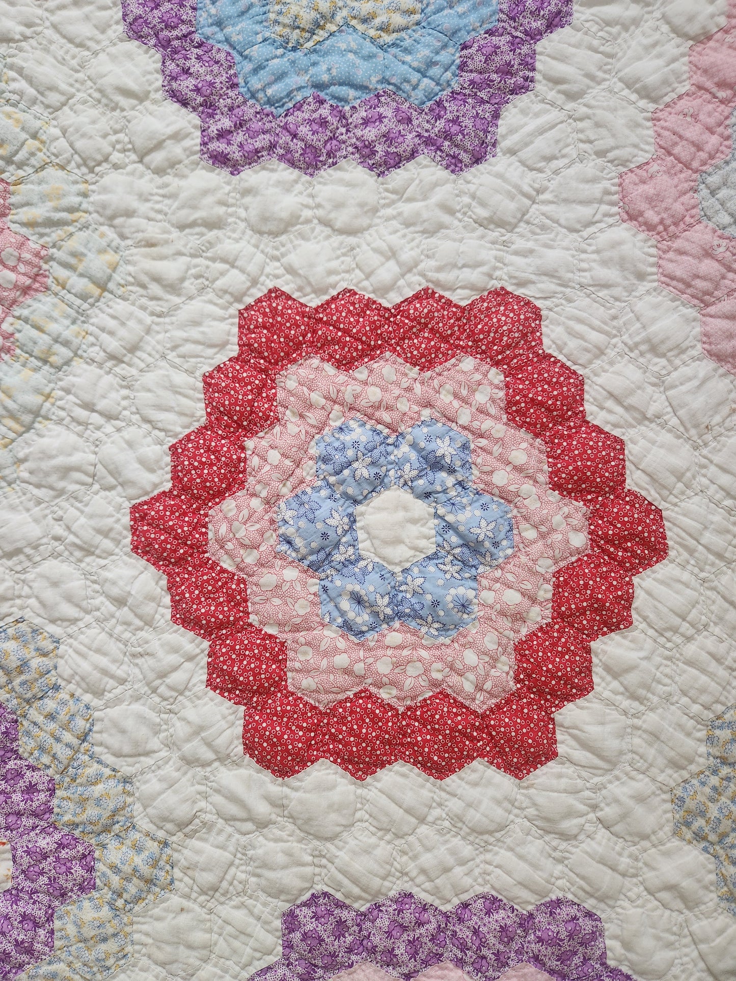 Vintage Grandmother's Garden Quilt c1940