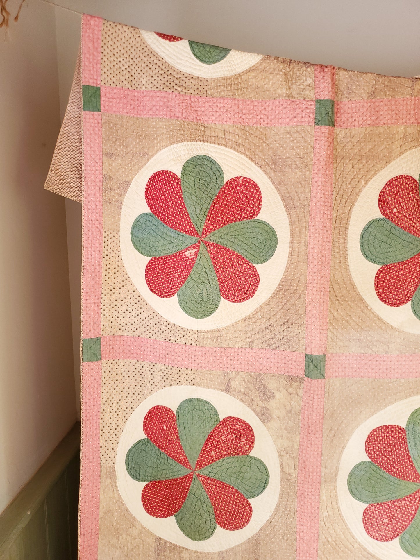 19th Century Pinwheel Rose Quilt