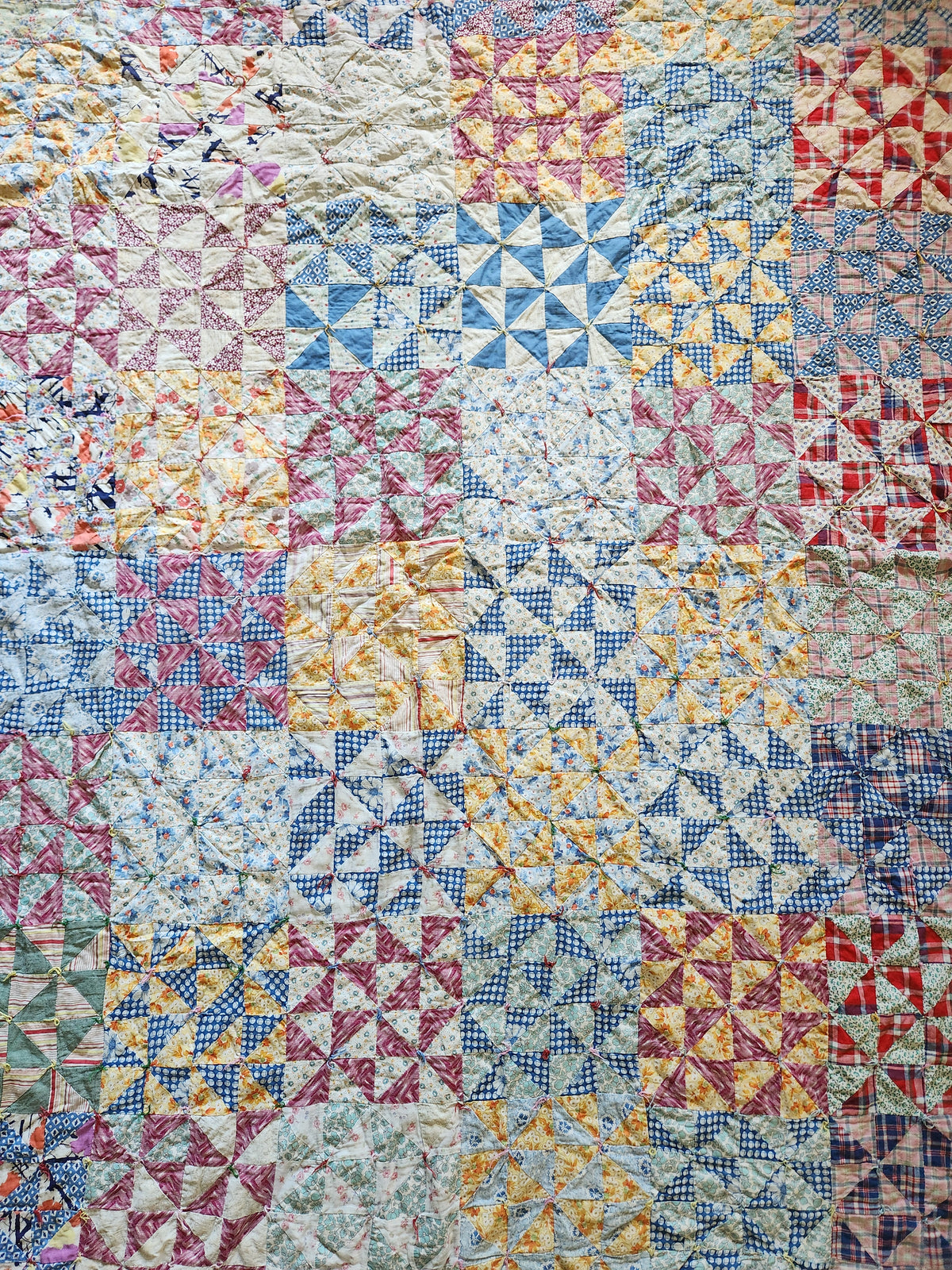 Hand Tied Double Sided Patchwork Quilt c1940