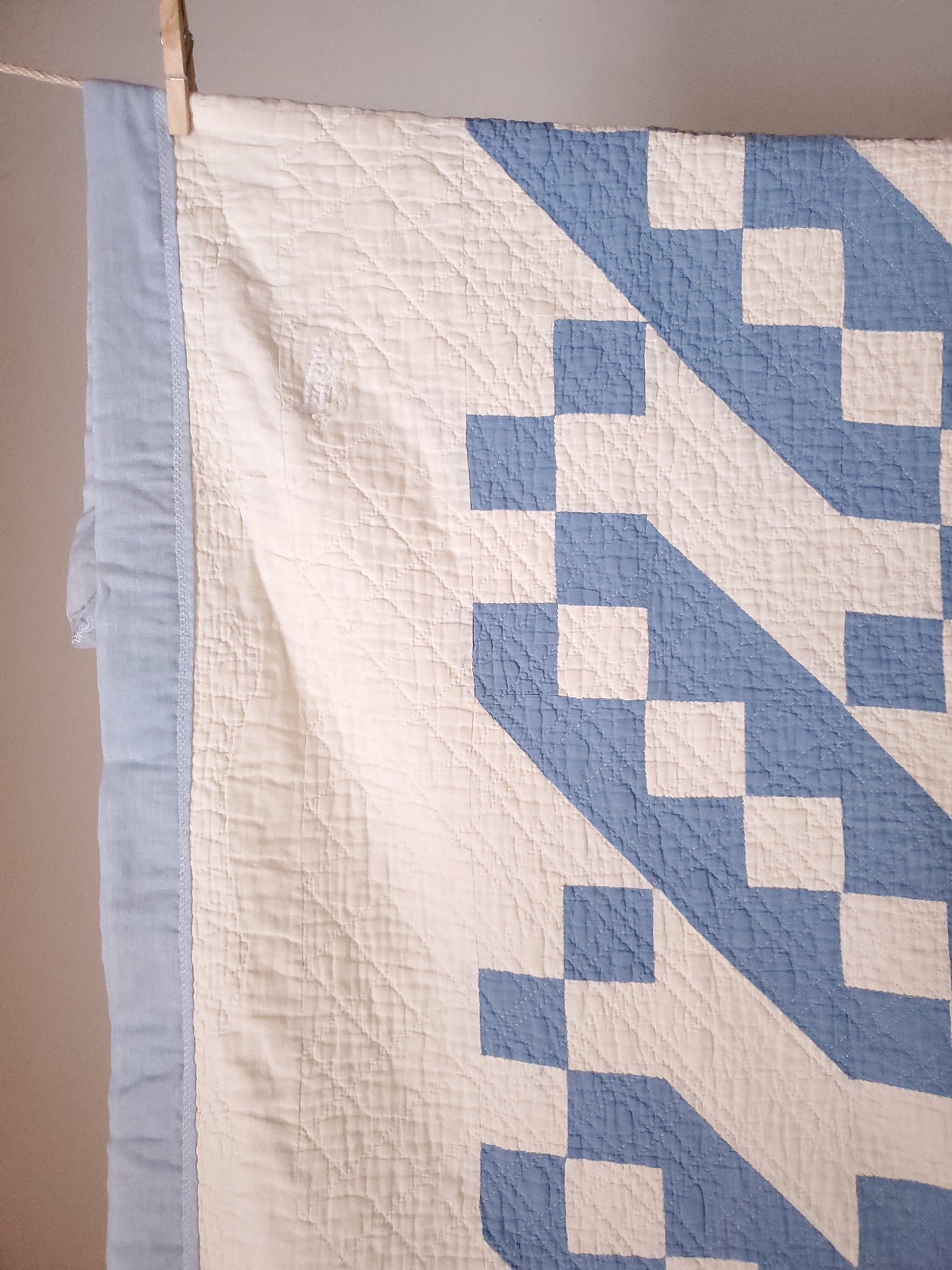 Blue and White Jacob's Ladder Antique Quilt