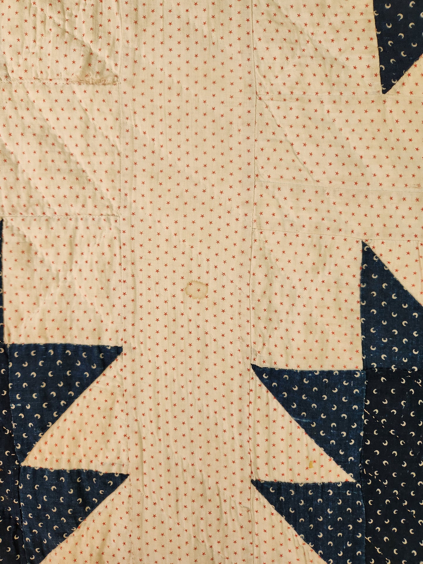 Antique Indigo and White Bear Paw Quilt c1900