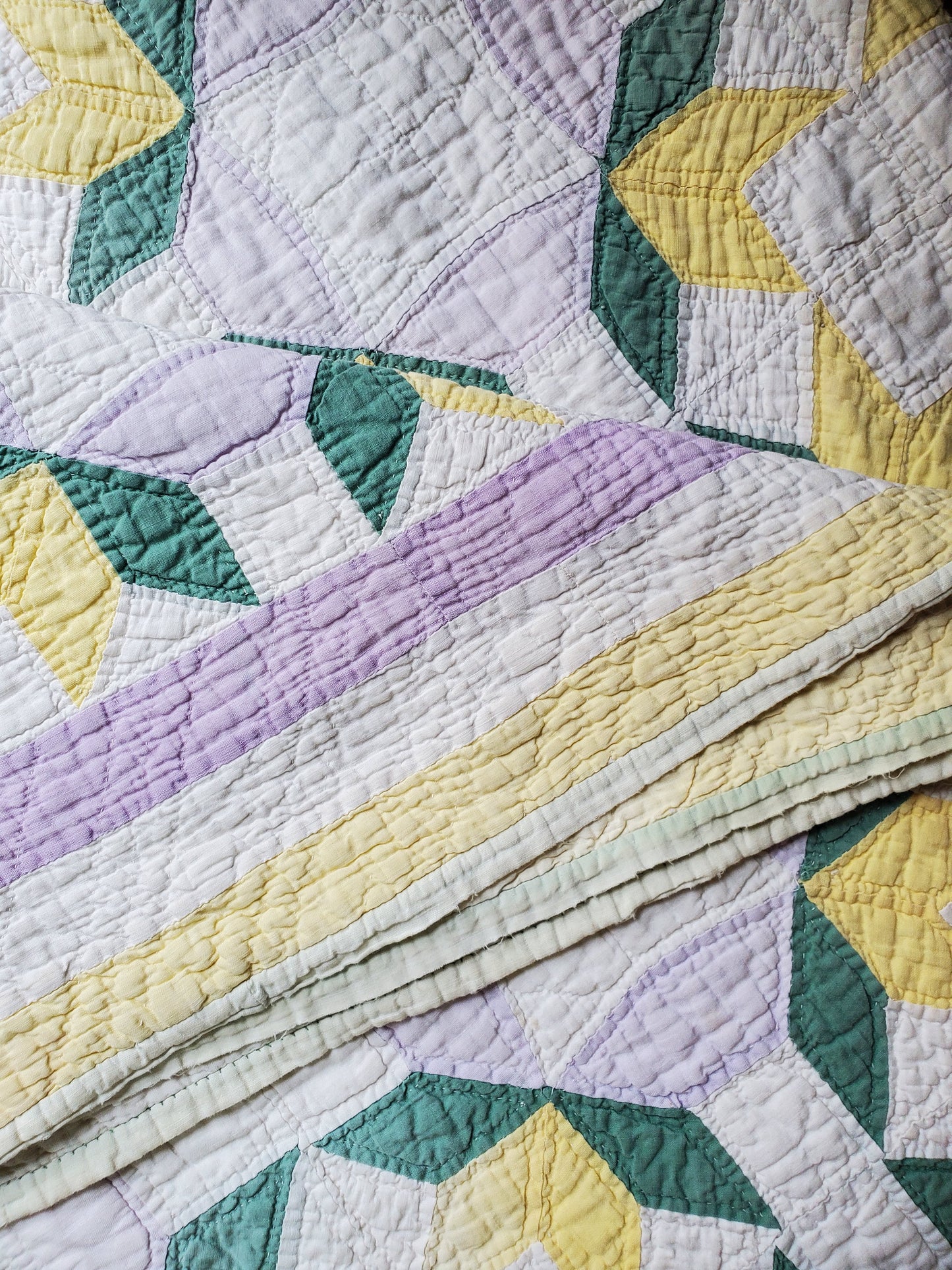 Lavender Yellow Vintage Quilt