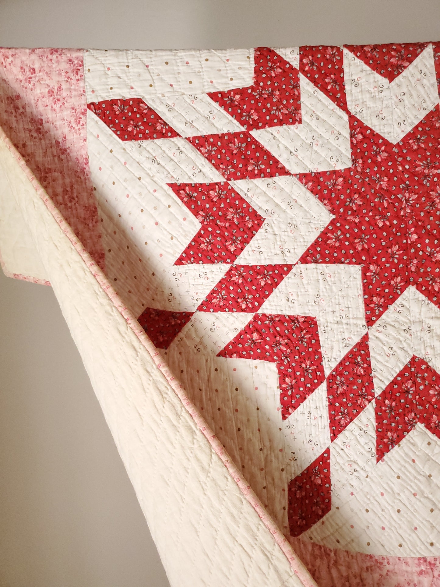 Antique Double Pink Star Quilt