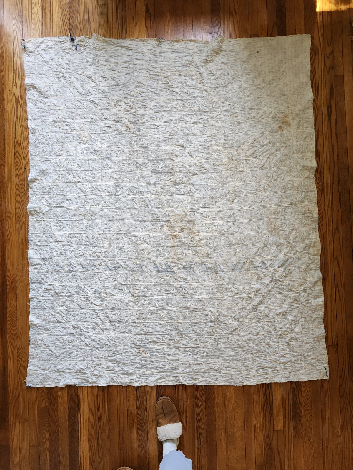 Antique Blue & White Drunkard's Path Quilt c1920