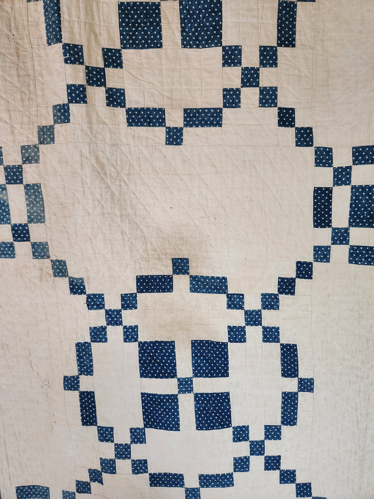 Blue and White 19th Century Antique Patchwork Quilt